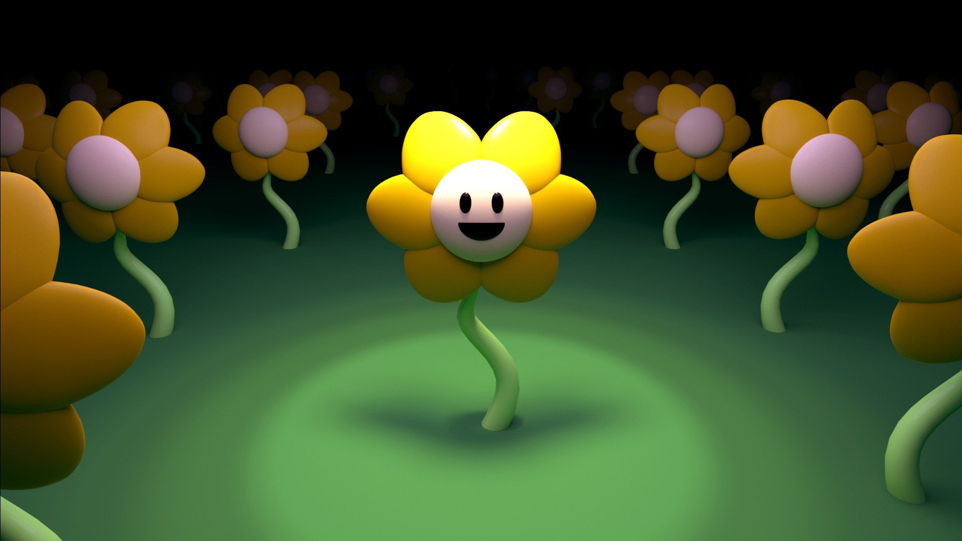 Flowey from Undertale in a field of flowers HD Wallpaper