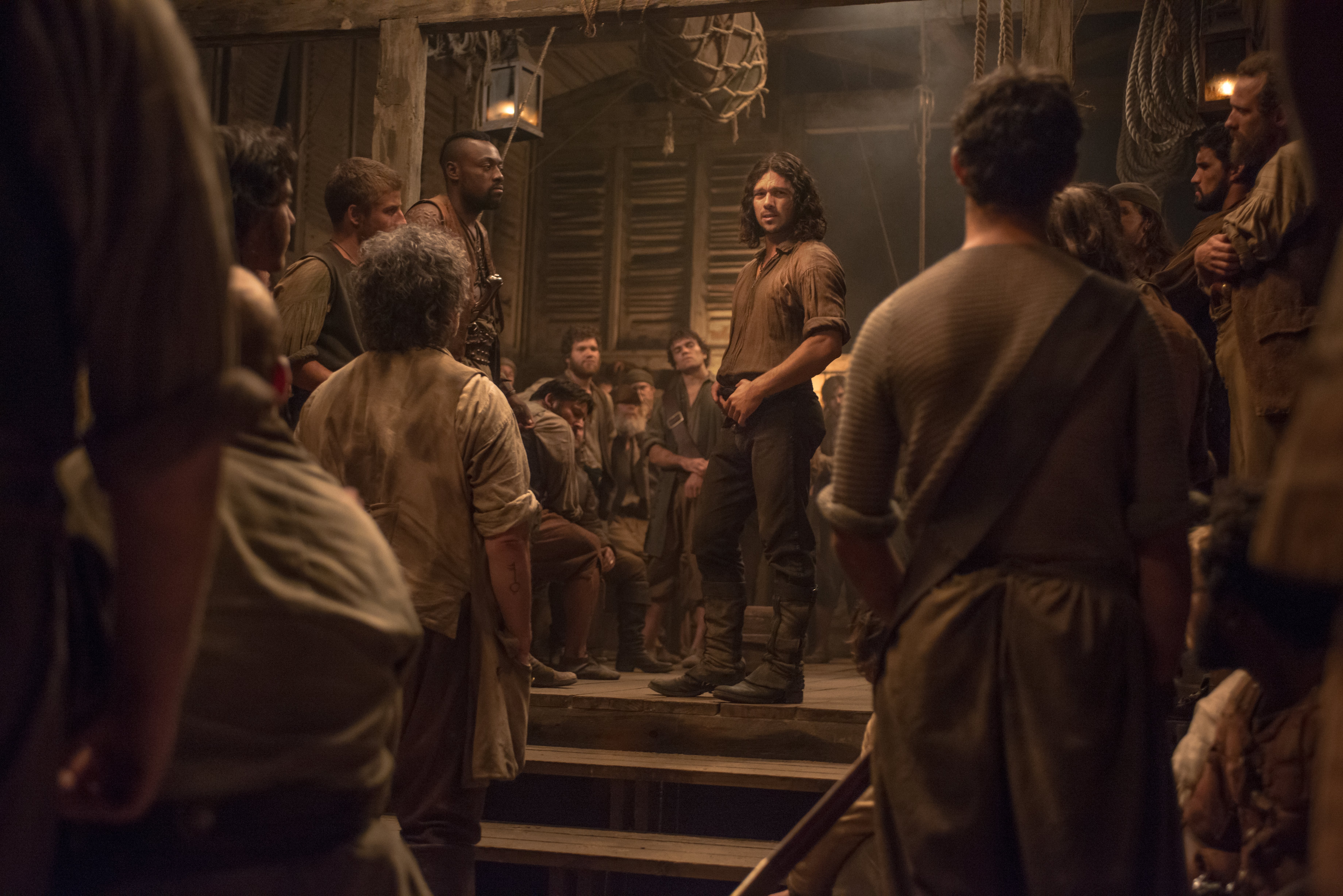 John Silver and crew on a ship HD Wallpaper