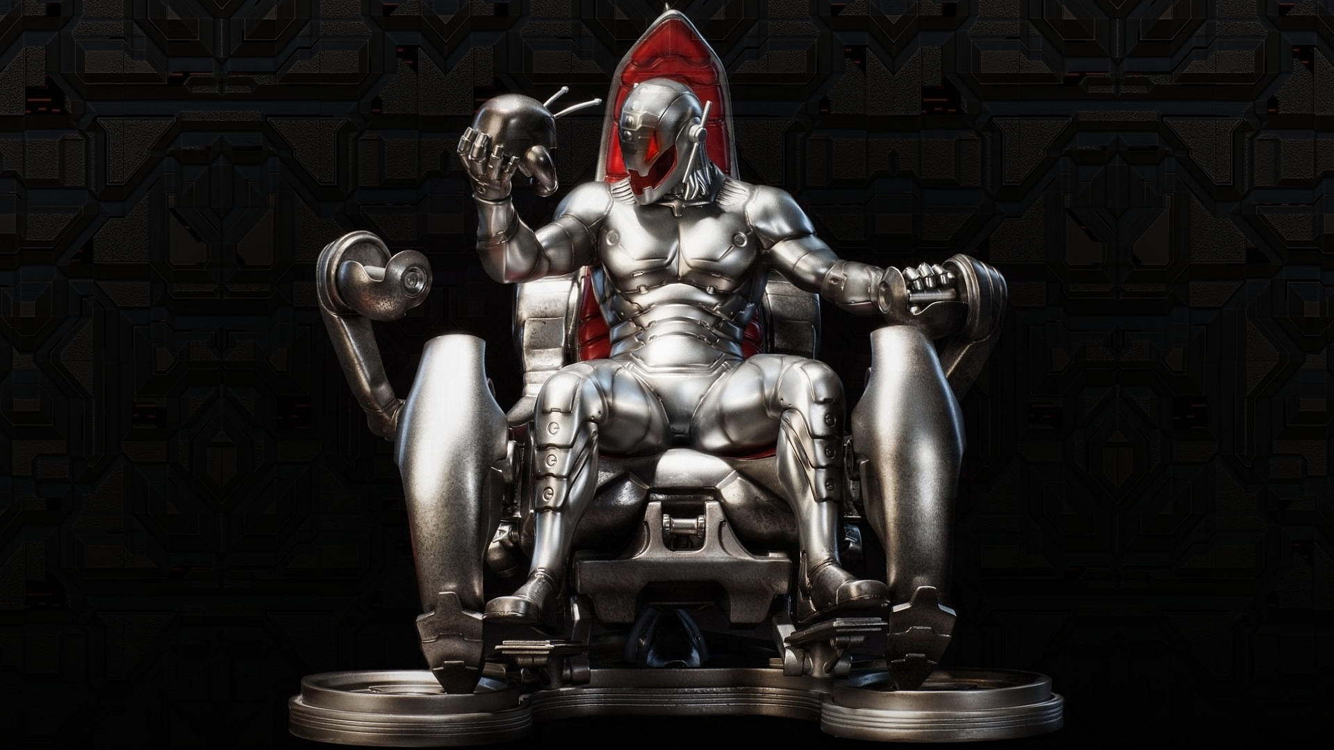 Ultron sitting on a throne HD Wallpaper