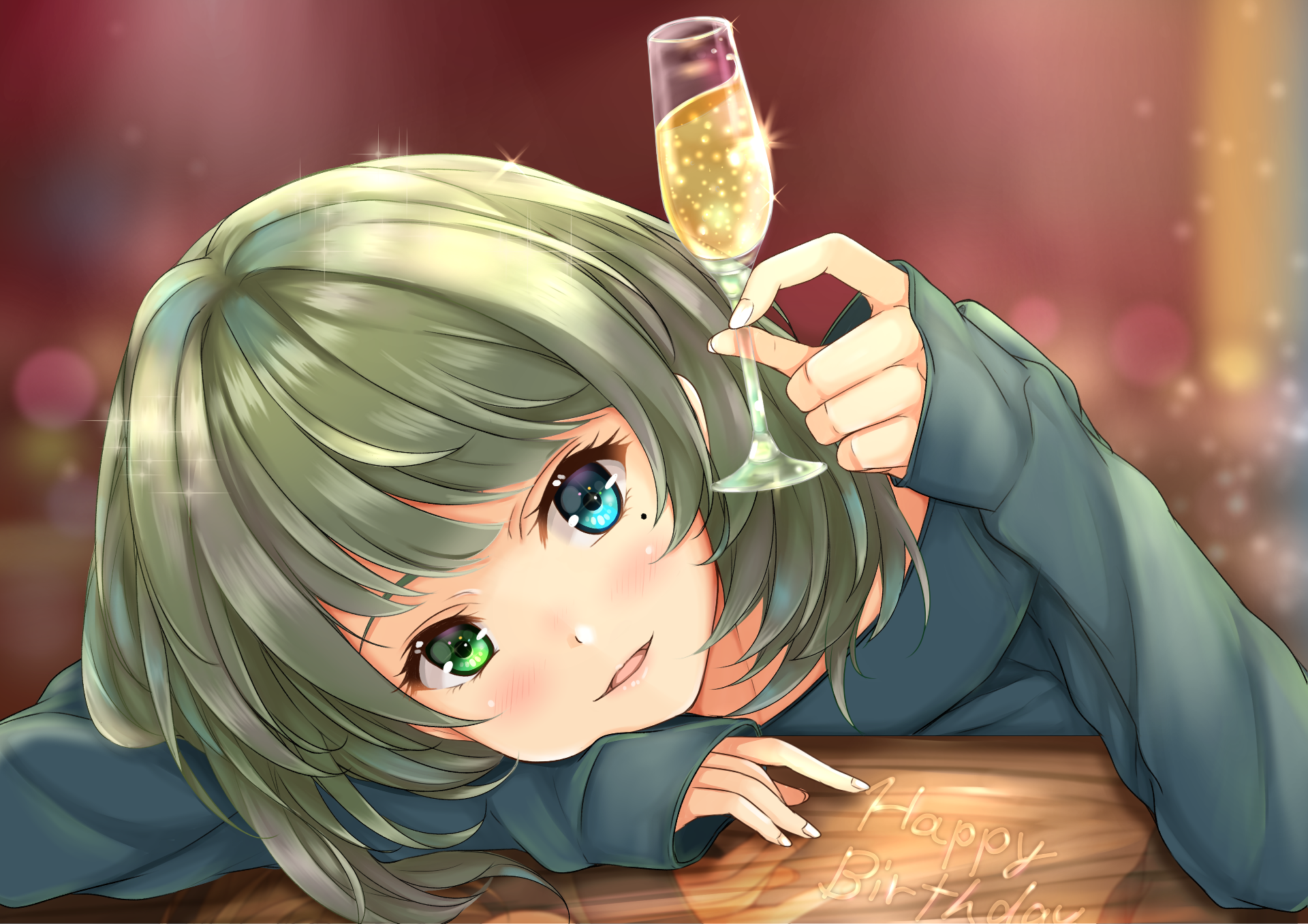 Kaede Takagaki holding a champagne glass HD Wallpaper