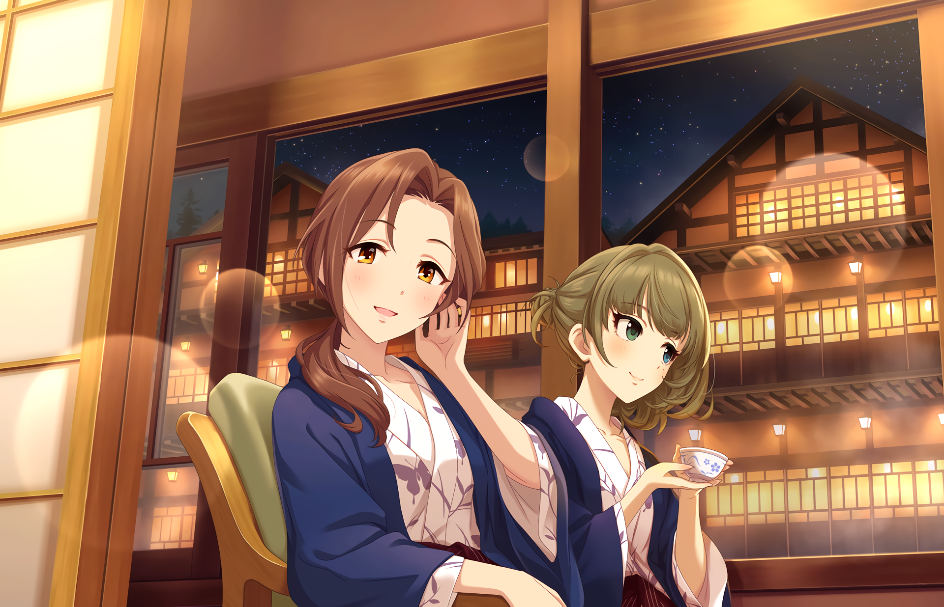 Kaede Takagaki in a Japanese Inn at Night HD Wallpaper