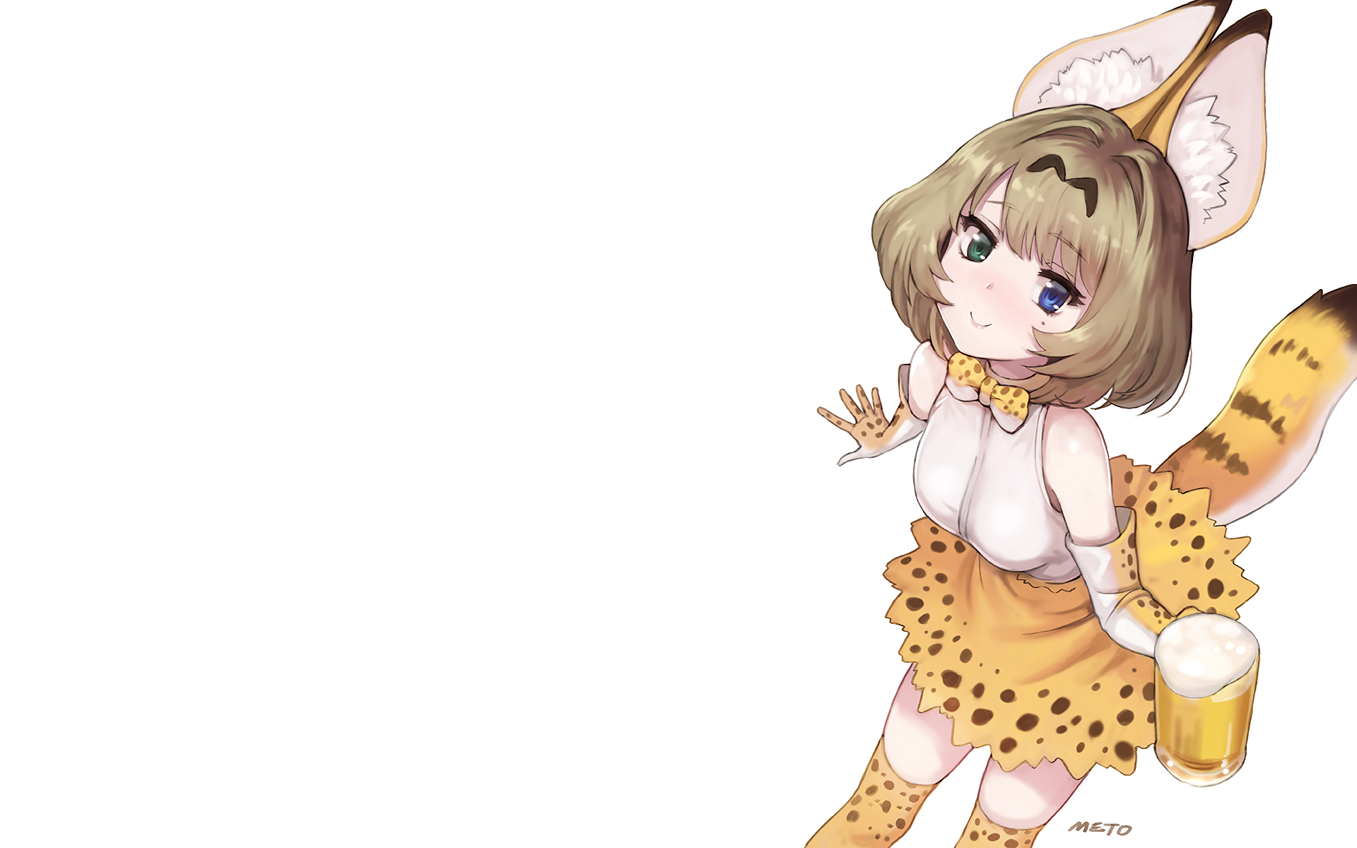 Serval from Kemono Friends holding a beer HD Wallpaper