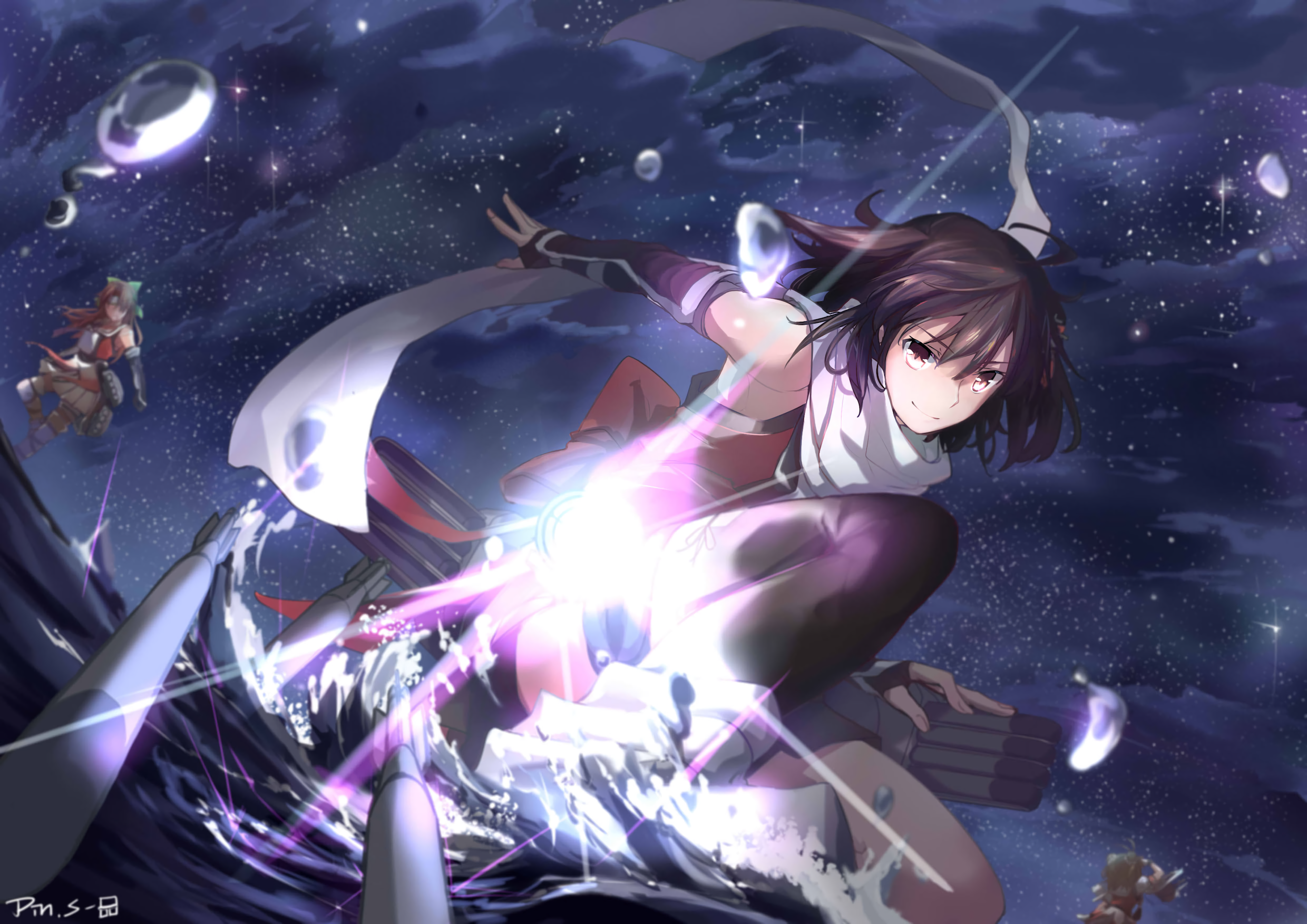 Sendai from Kantai Collection firing weapon in space HD Wallpaper