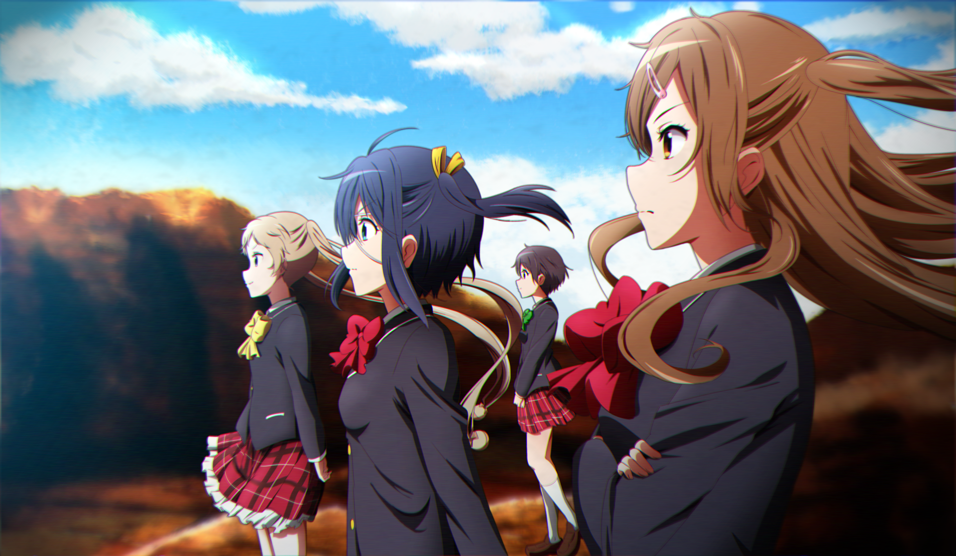 Shinka Nibutani and friends in a landscape HD Wallpaper