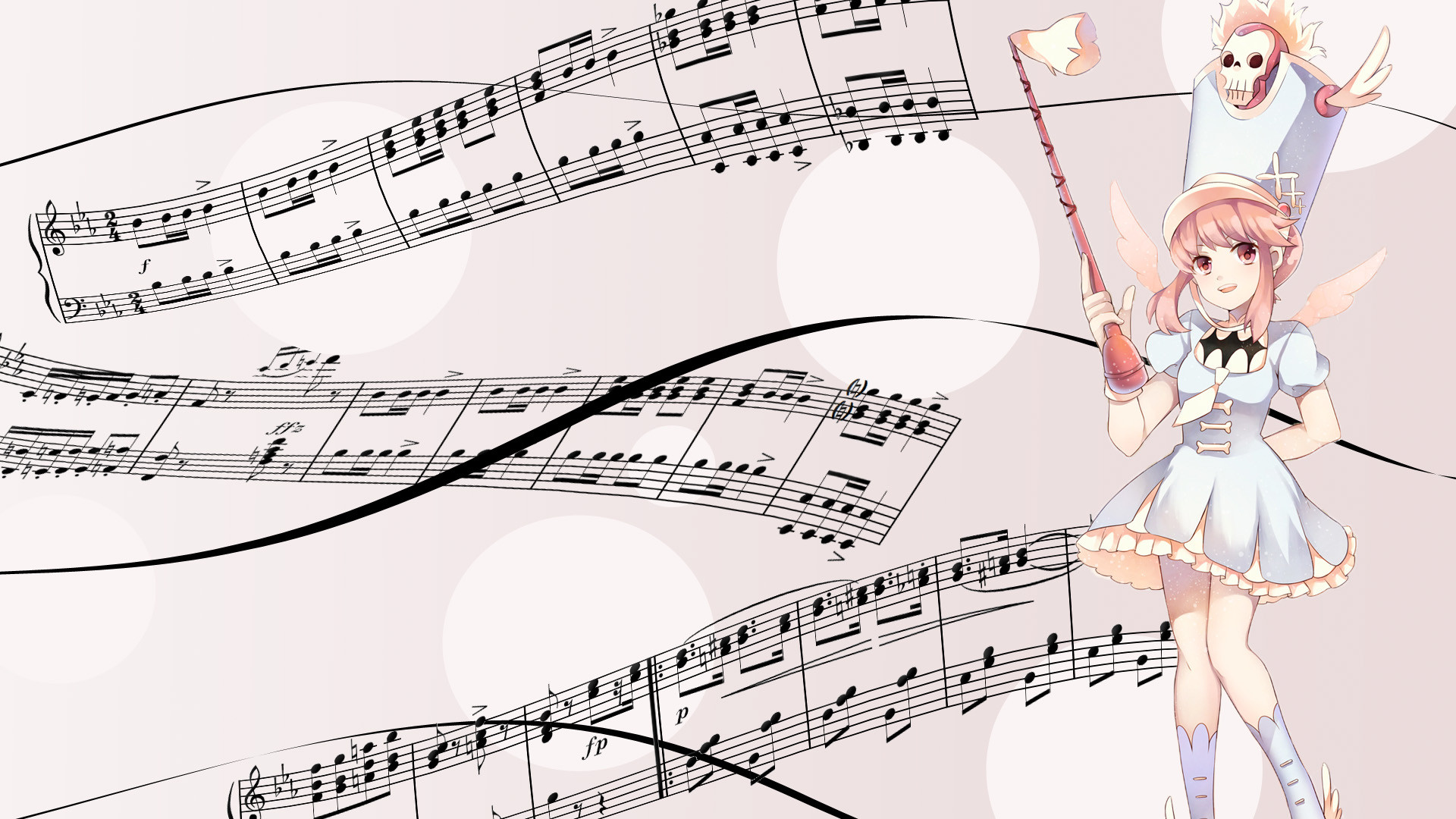 Nonon Jakuzure with musical notes HD Wallpaper