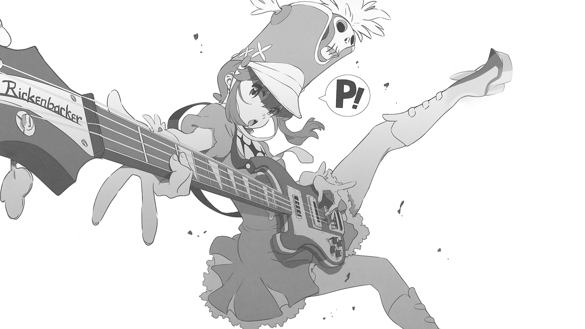 Nonon Jakuzure from Kill la Kill playing a Rickenbacker bass guitar HD Wallpaper