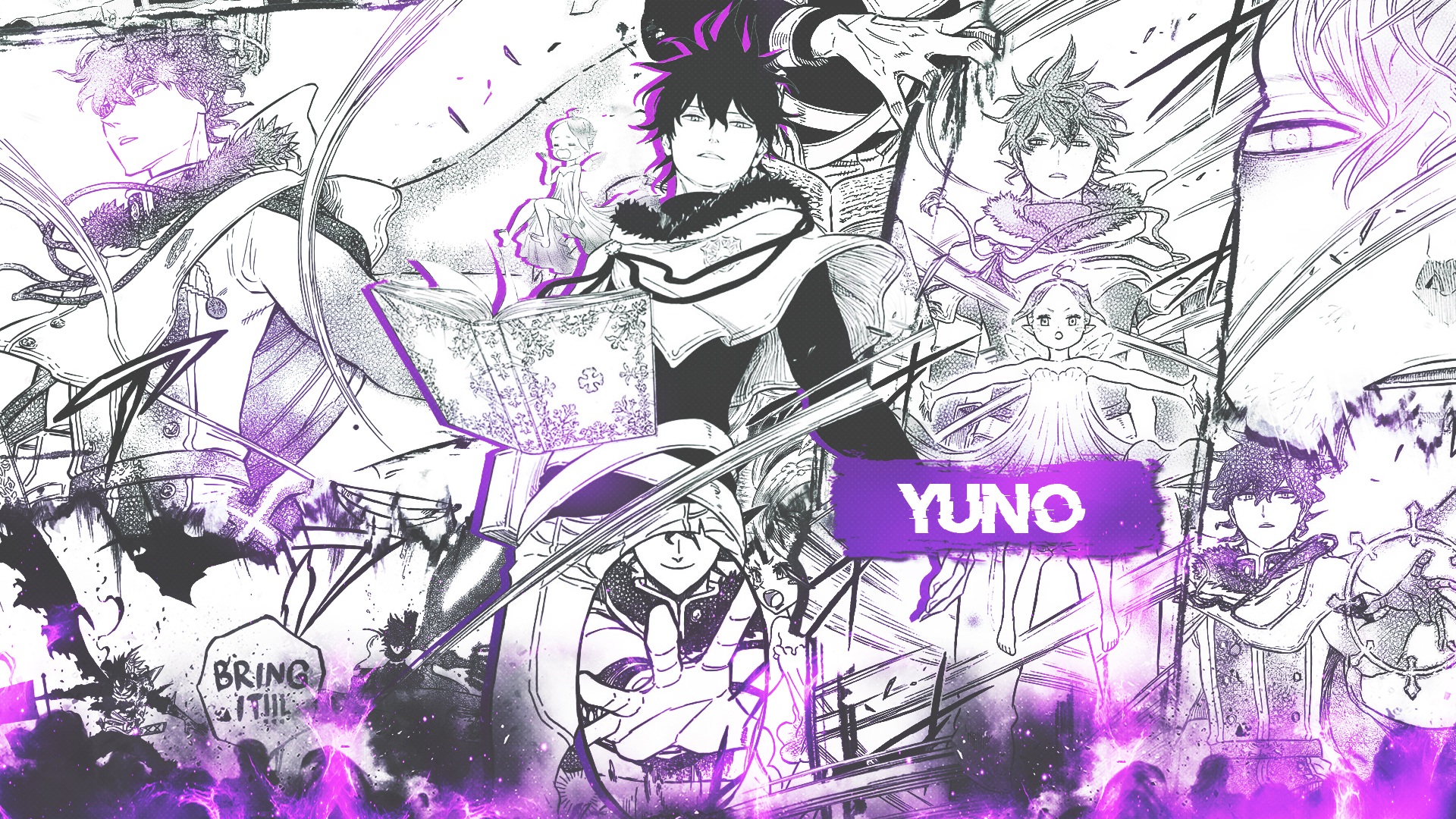 Yuno from Black Clover manga collage HD Wallpaper