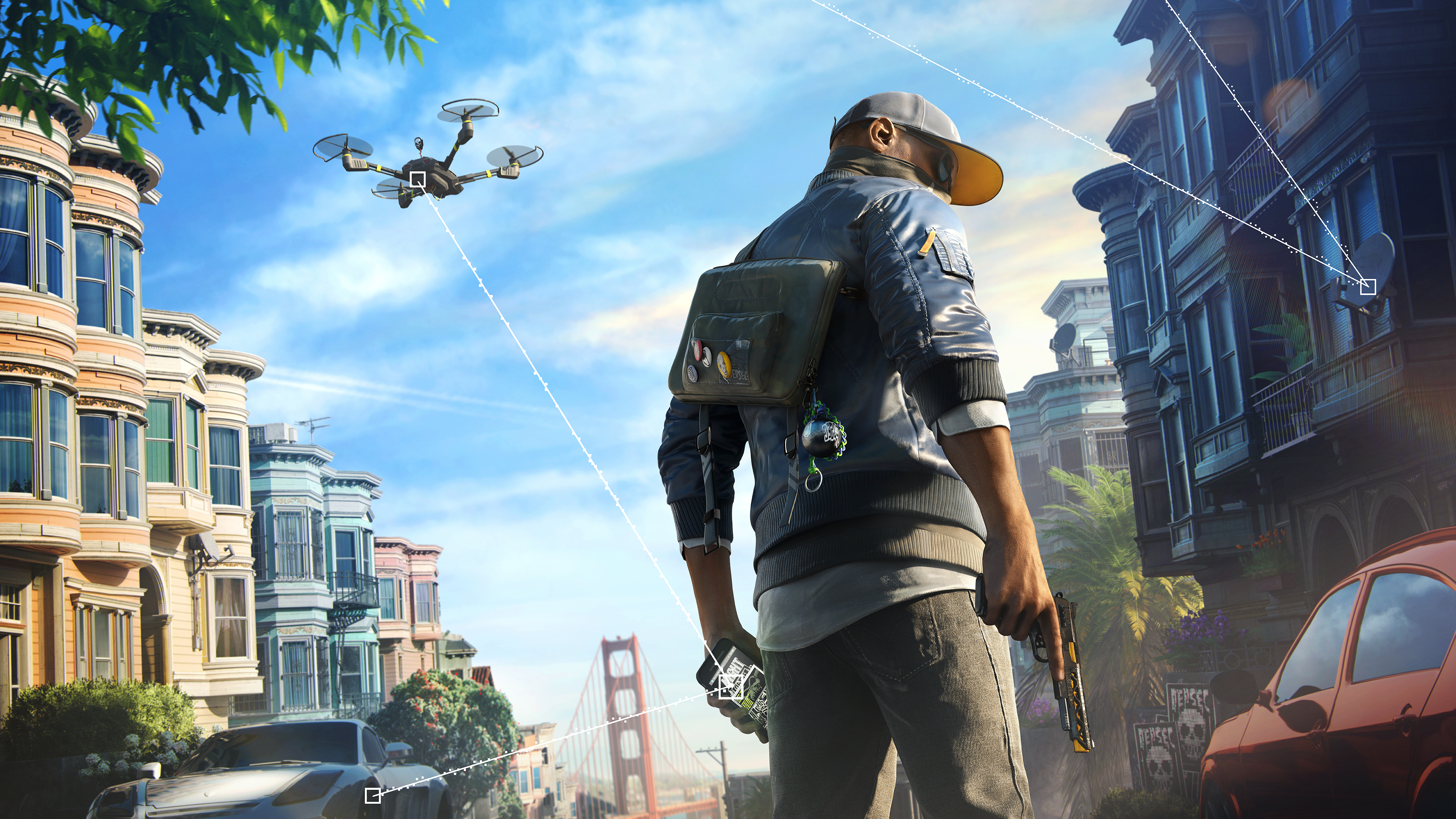 Marcus Holloway from Watch Dogs 2 with drone HD Wallpaper