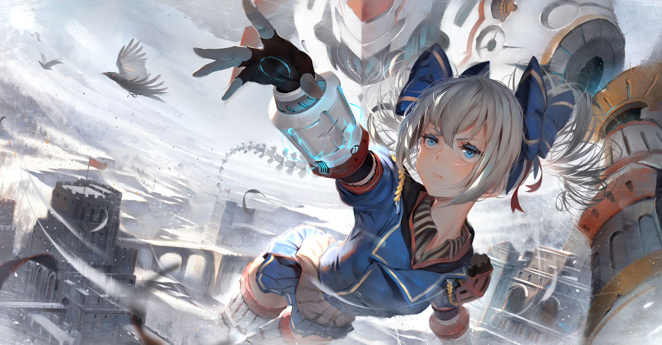 Bronya Zaychik in a snowy city HD Wallpaper