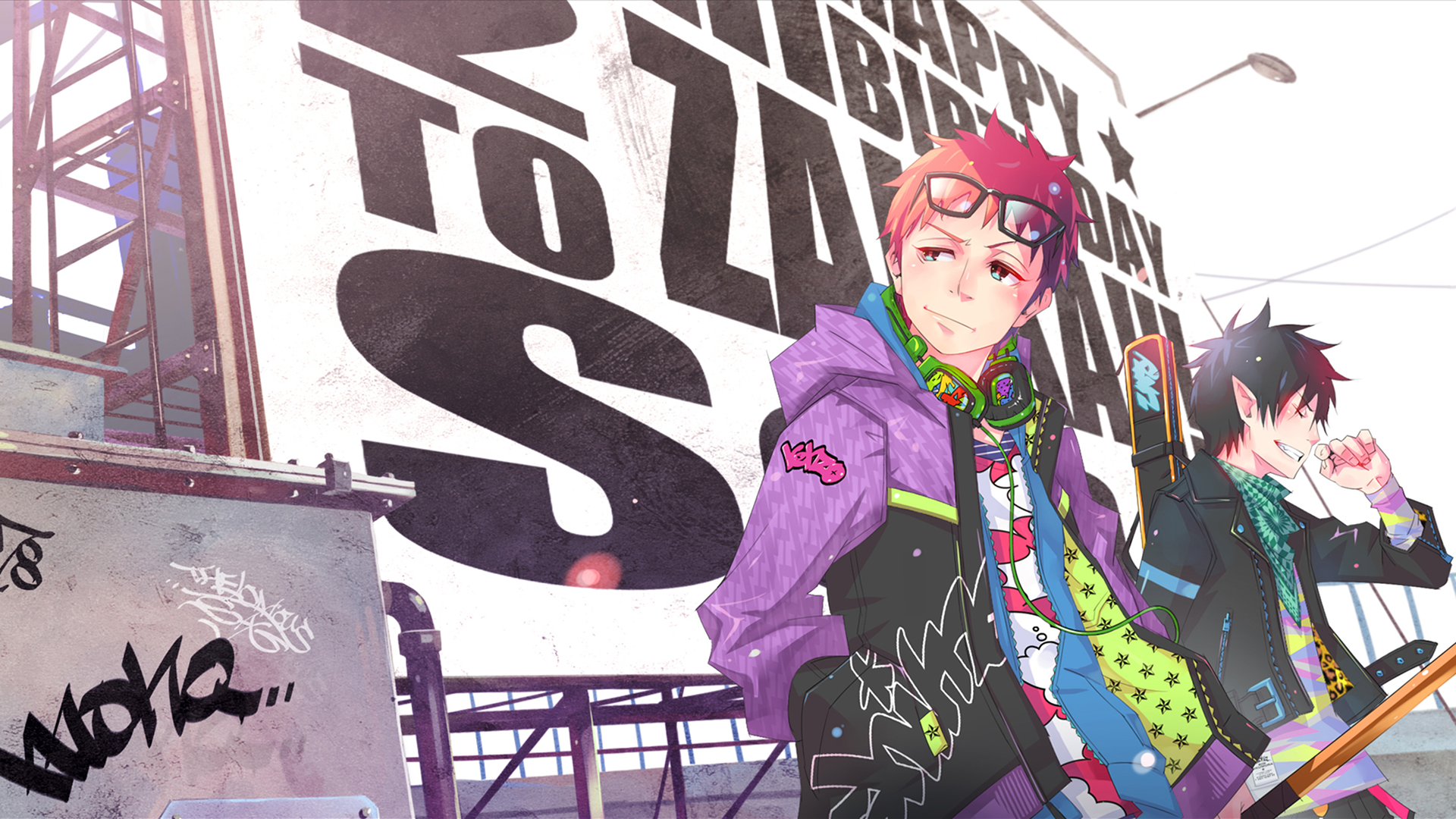 Renzo Shima and friend with birthday banner HD Wallpaper