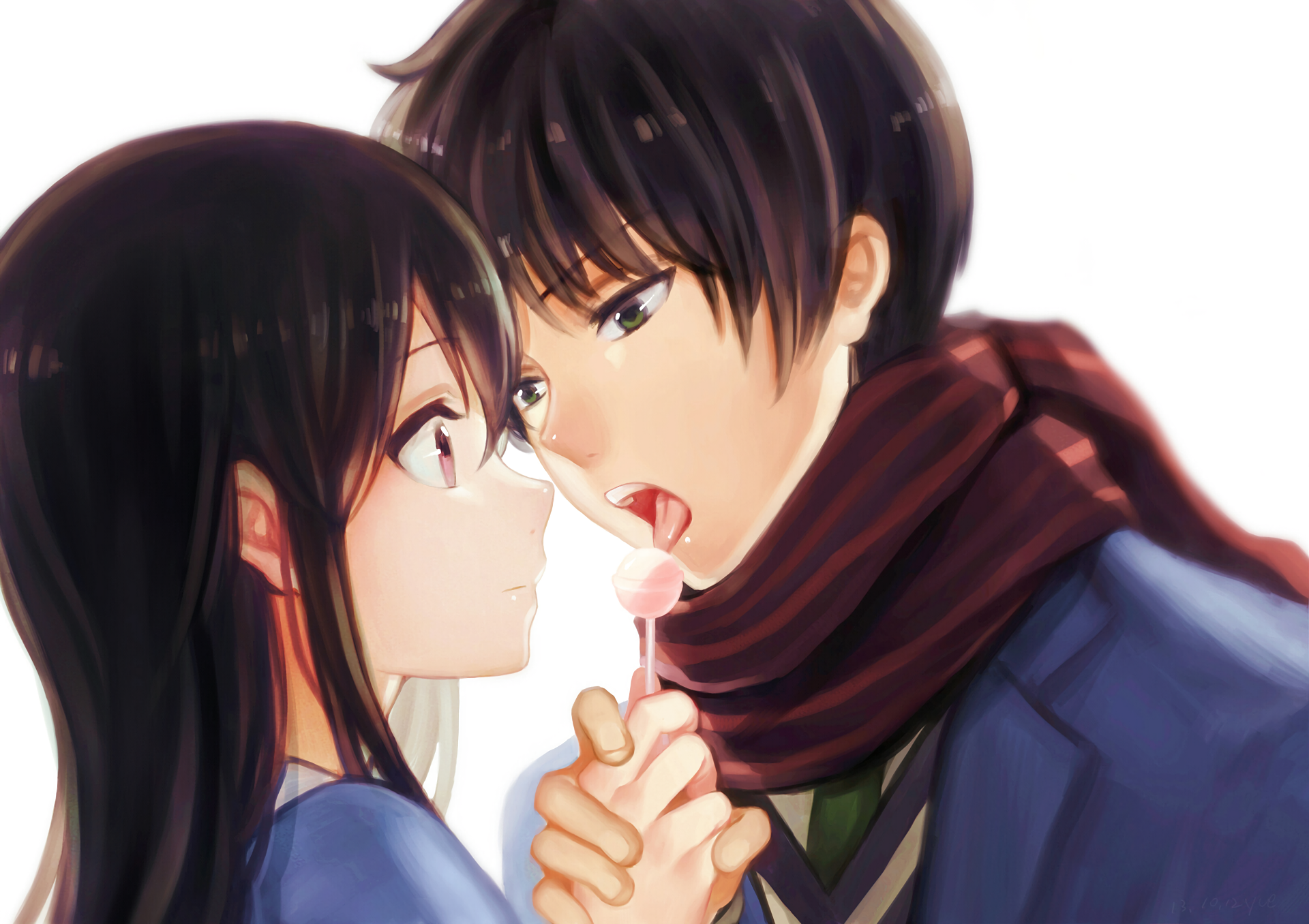 Mitsuki Nase sharing a lollipop HD Wallpaper
