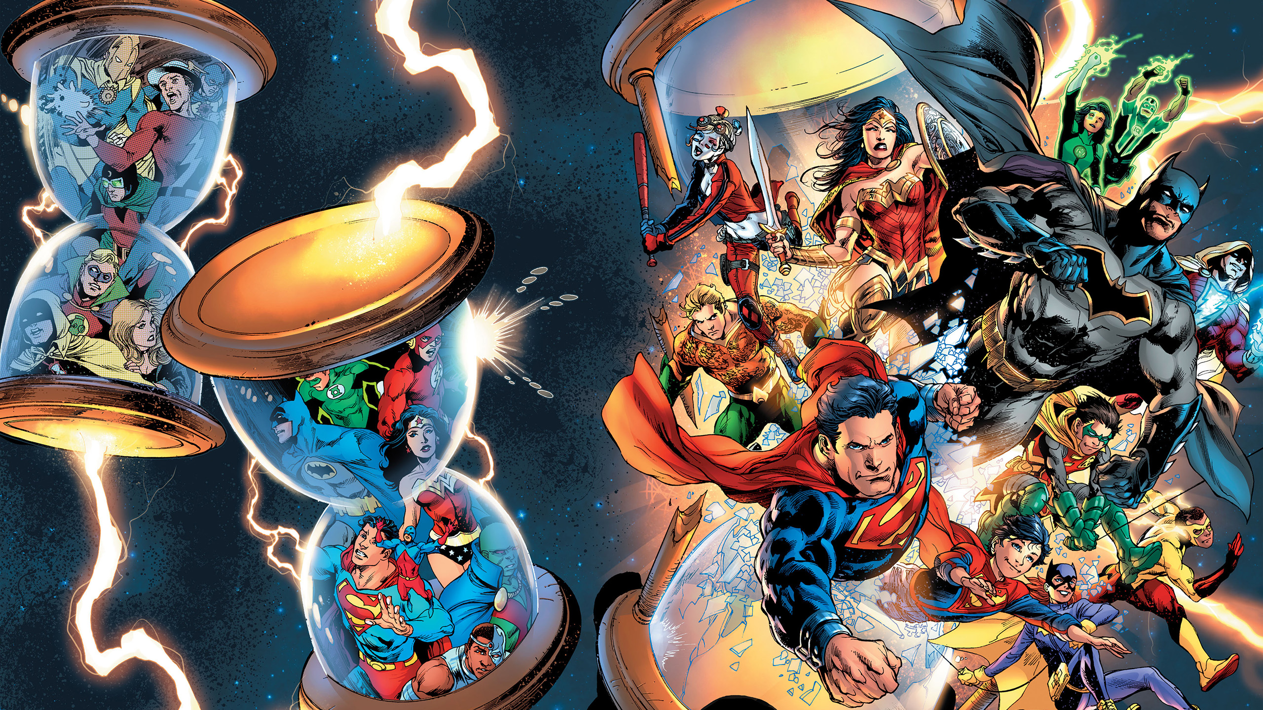 DC Comics Justice League and Legion of Super-Heroes in Hourglasses HD Wallpaper