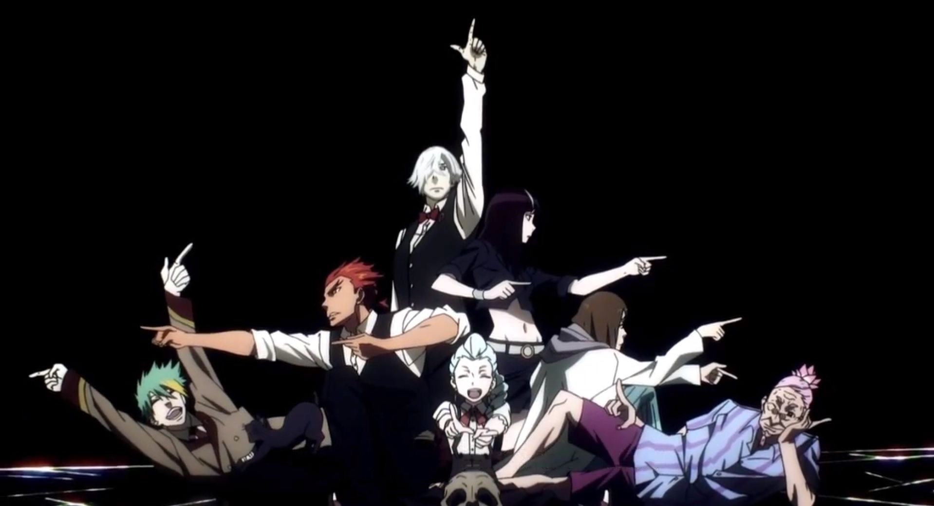 Characters from Death Parade pointing HD Wallpaper