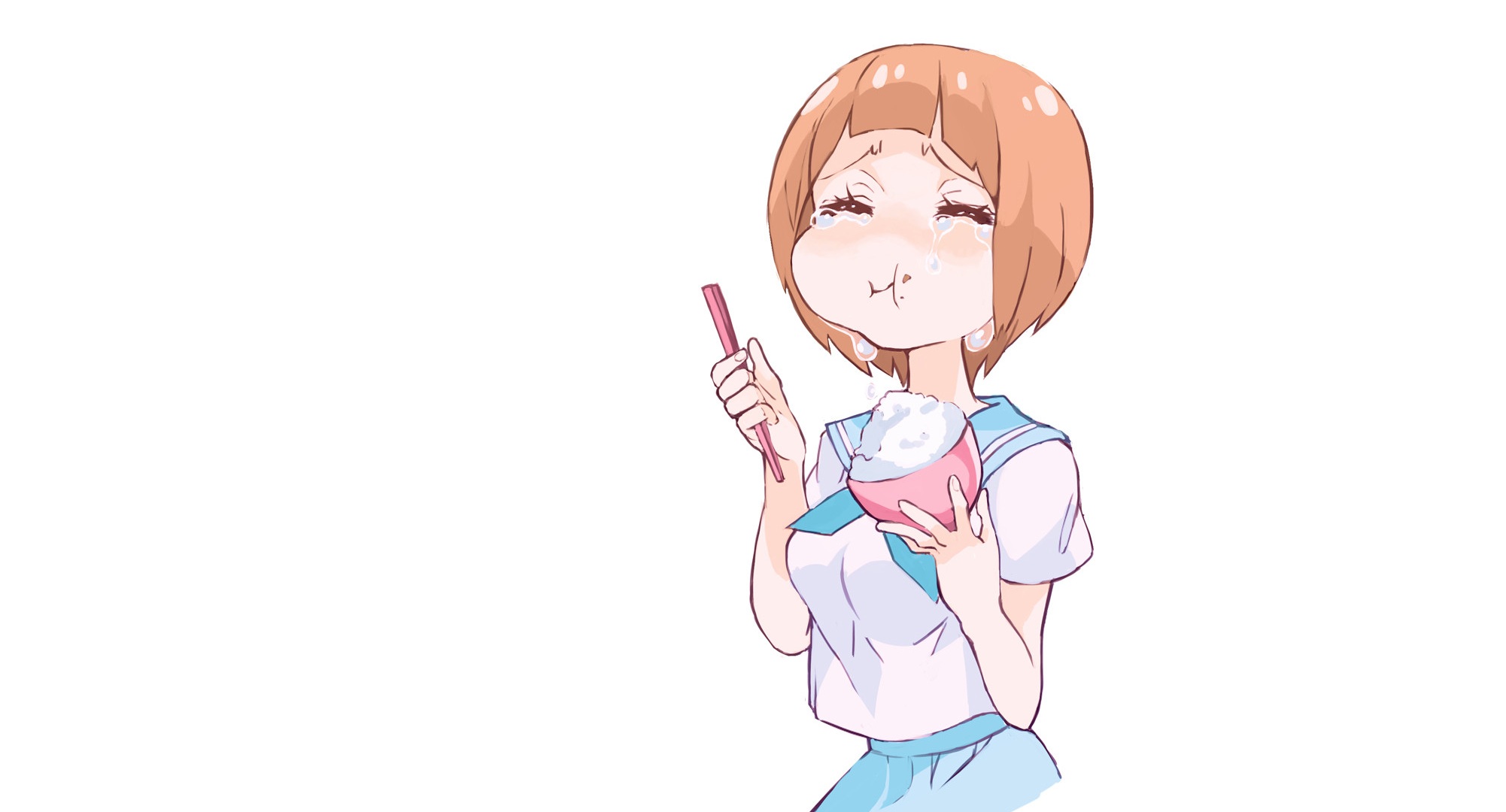 Mako Mankanshoku eating rice HD Wallpaper