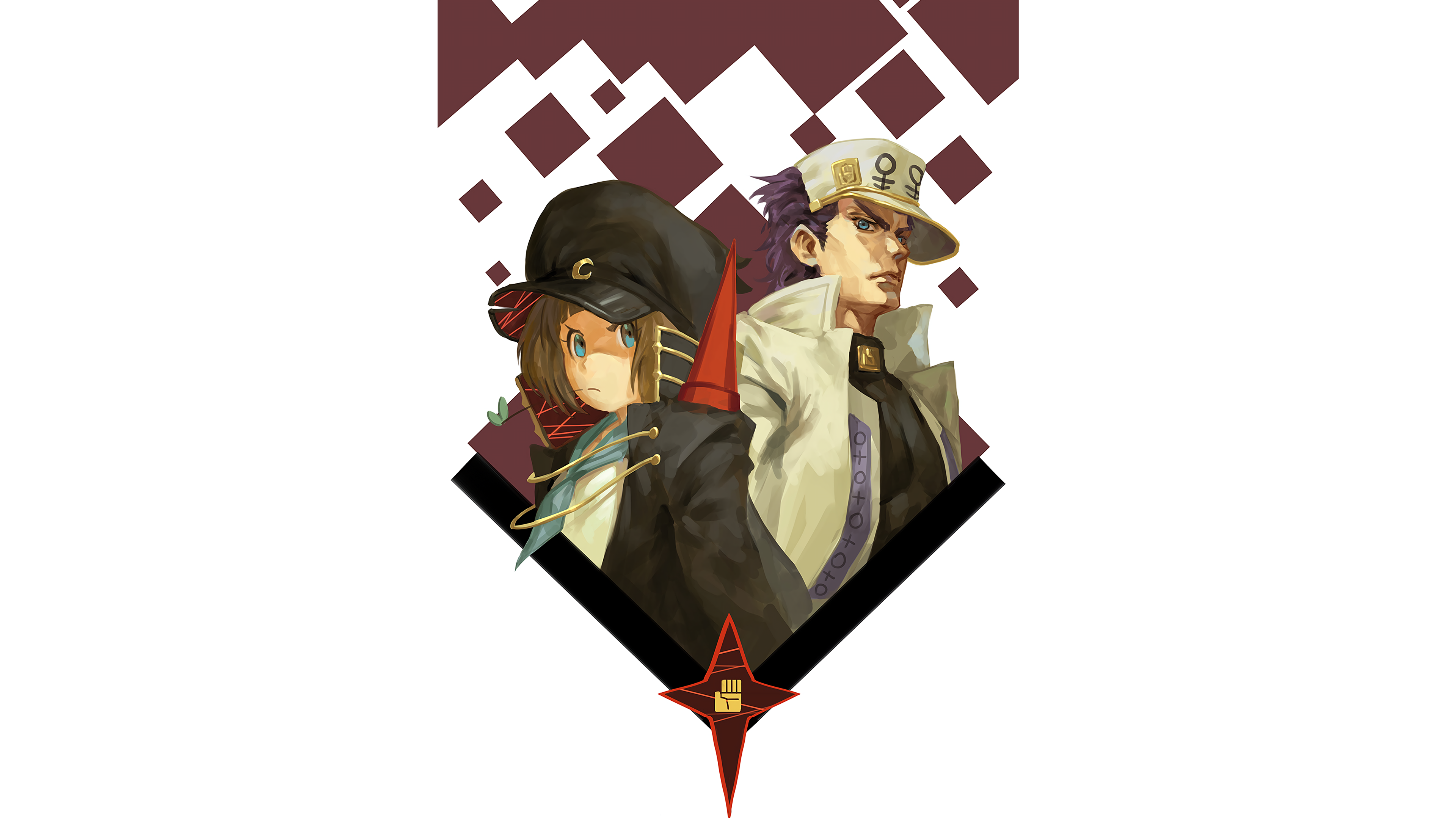 Mako Mankanshoku and Jotaro Kujo from JoJo's Bizarre Adventure HD Wallpaper