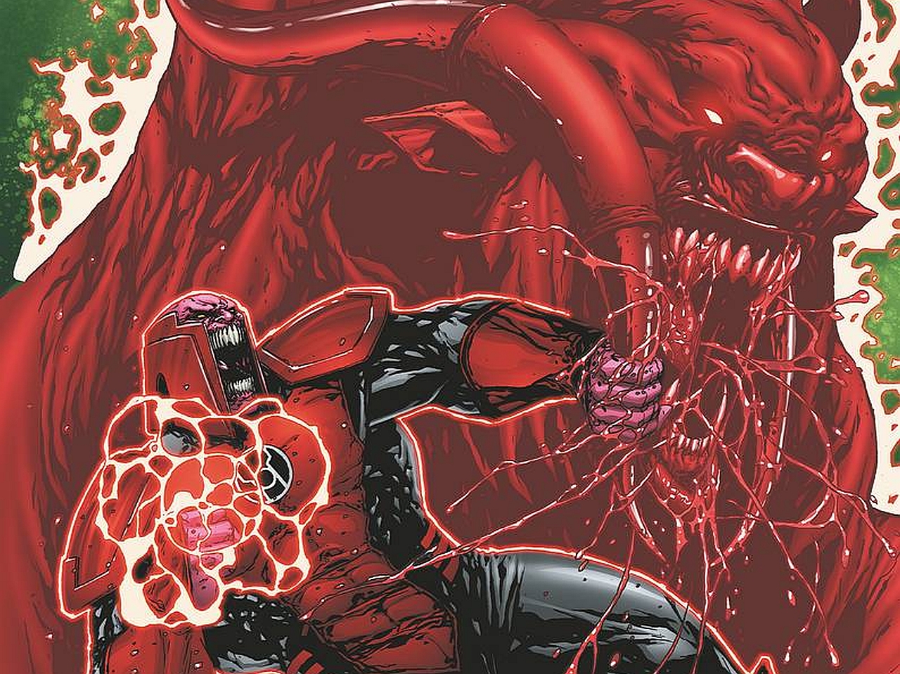 Red Lantern fighting a red monster HD Wallpaper