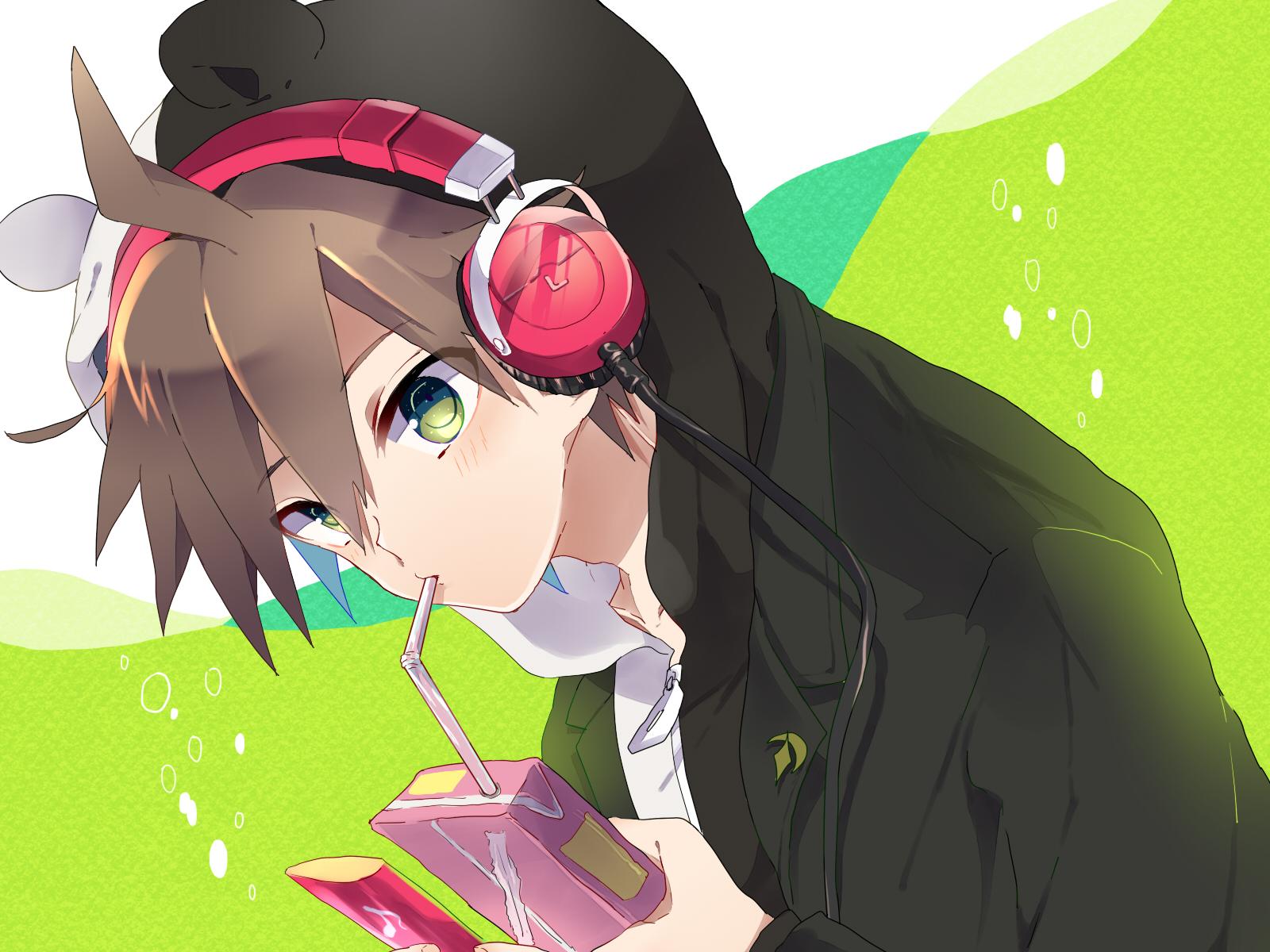 Makoto Naegi from Danganronpa drinking juice HD Wallpaper
