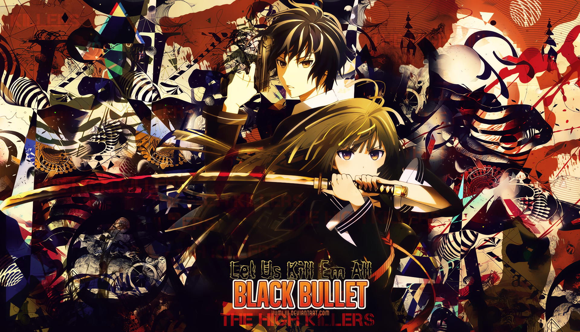 Rentaro Satomi and Enju Aihara from Black Bullet HD Wallpaper