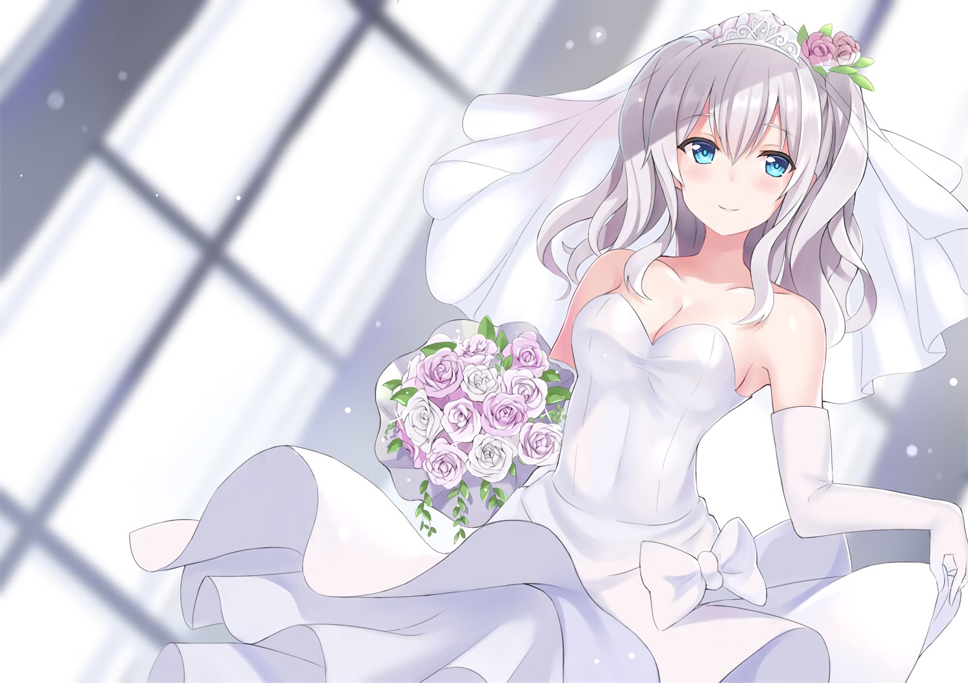 Kashima from Kancolle in a wedding dress HD Wallpaper