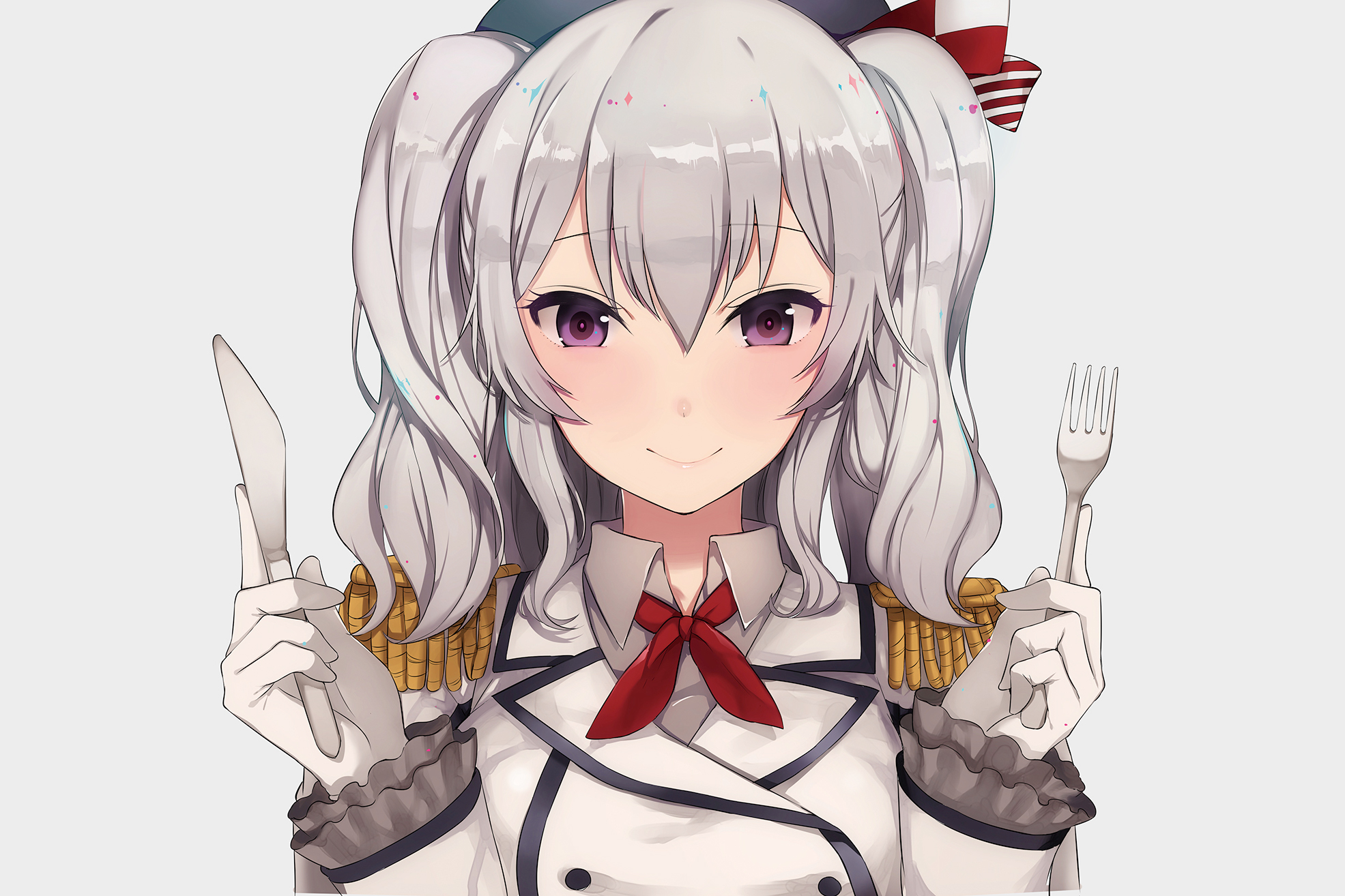 Kashima from Kantai Collection holding cutlery HD Wallpaper