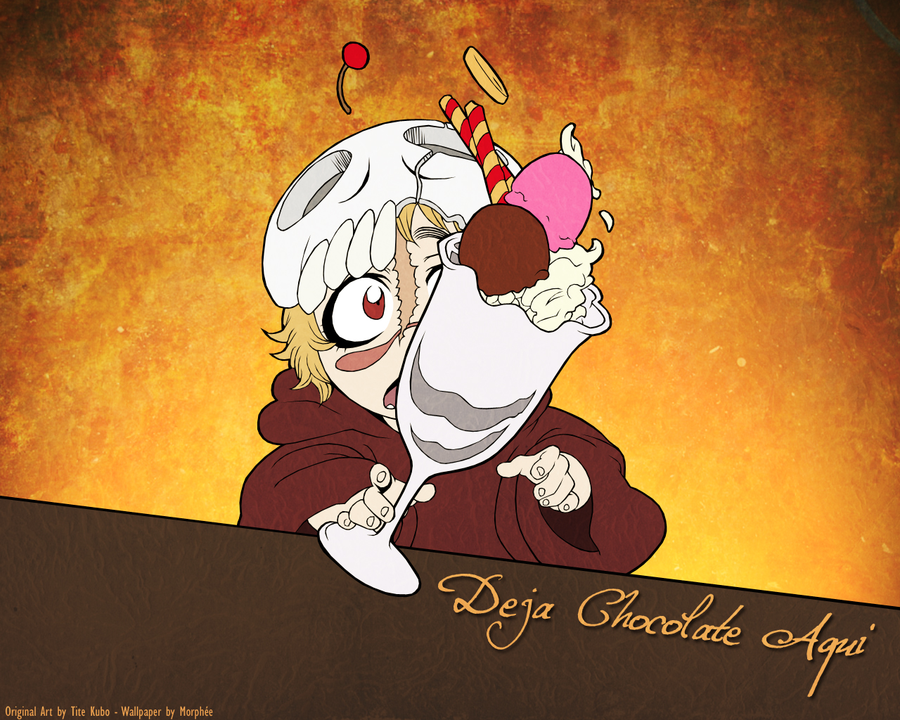 Nel from Bleach with a skull mask and ice cream HD Wallpaper