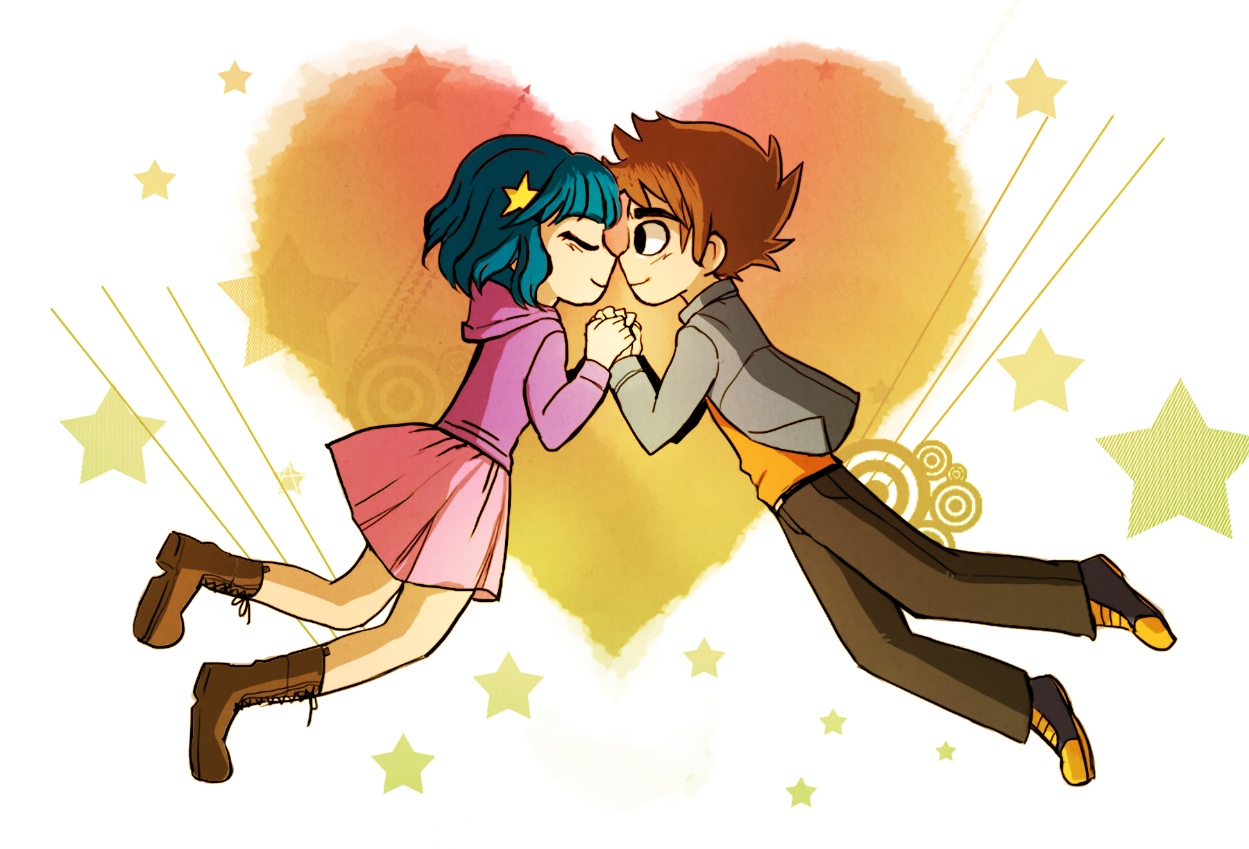 Scott Pilgrim and Ramona Flowers in love HD Wallpaper