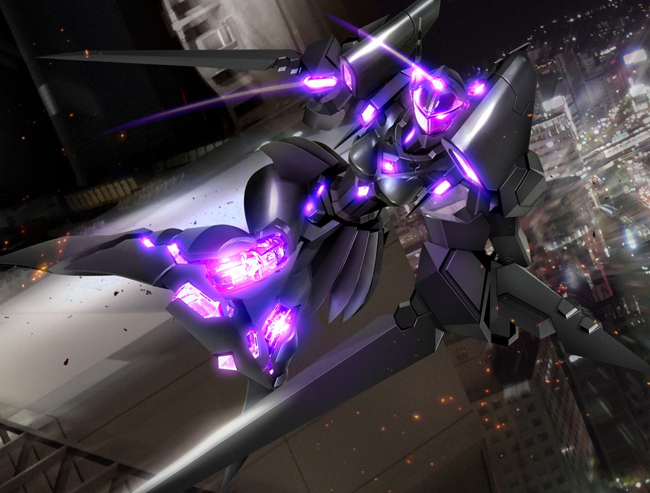 Black Lotus Mecha in Night City HD Wallpaper