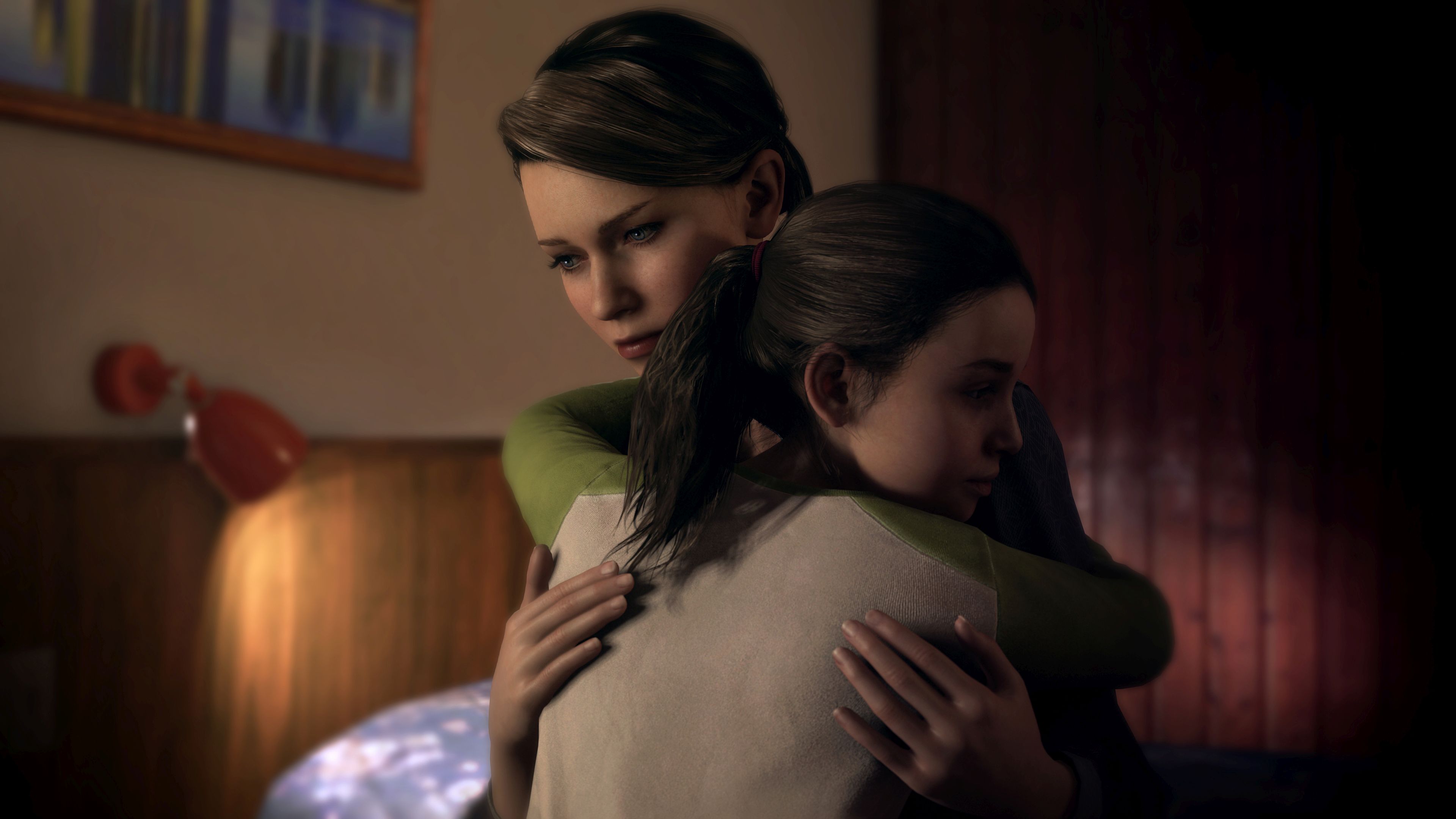Kara from Detroit: Become Human hugging a young girl HD Wallpaper