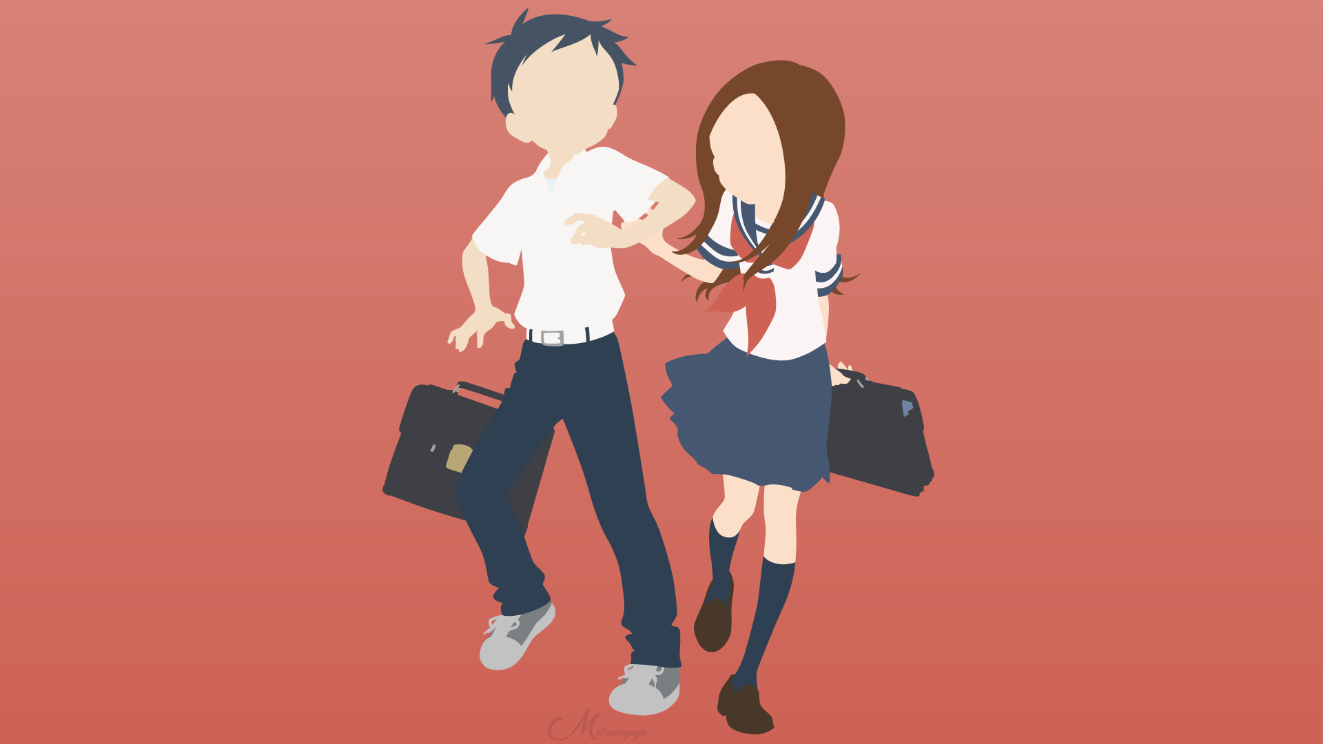 Takagi and Nishikata from Karakai Jouzu no Takagi-san HD Wallpaper