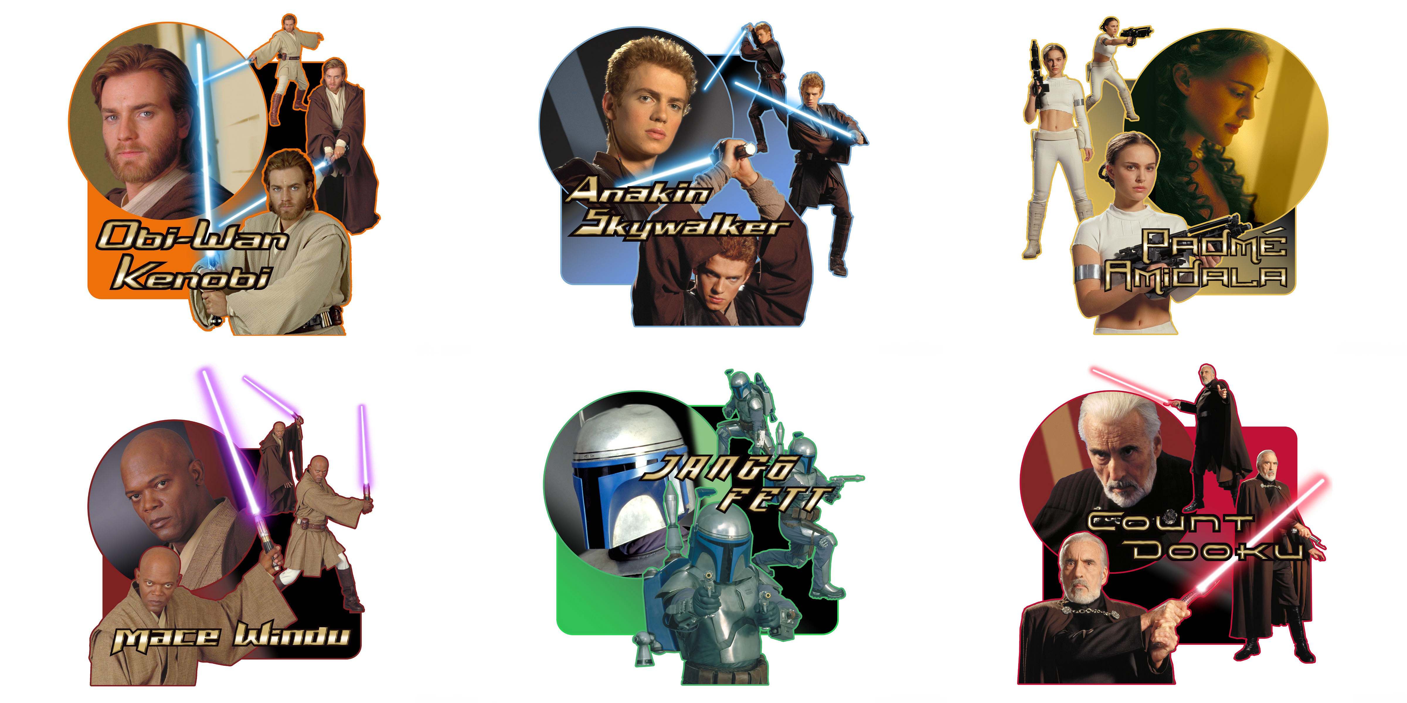 Star Wars characters Obi-Wan Kenobi, Anakin Skywalker, Padmé Amidala, Mace Windu, Jango Fett, Count Dooku HD Wallpaper