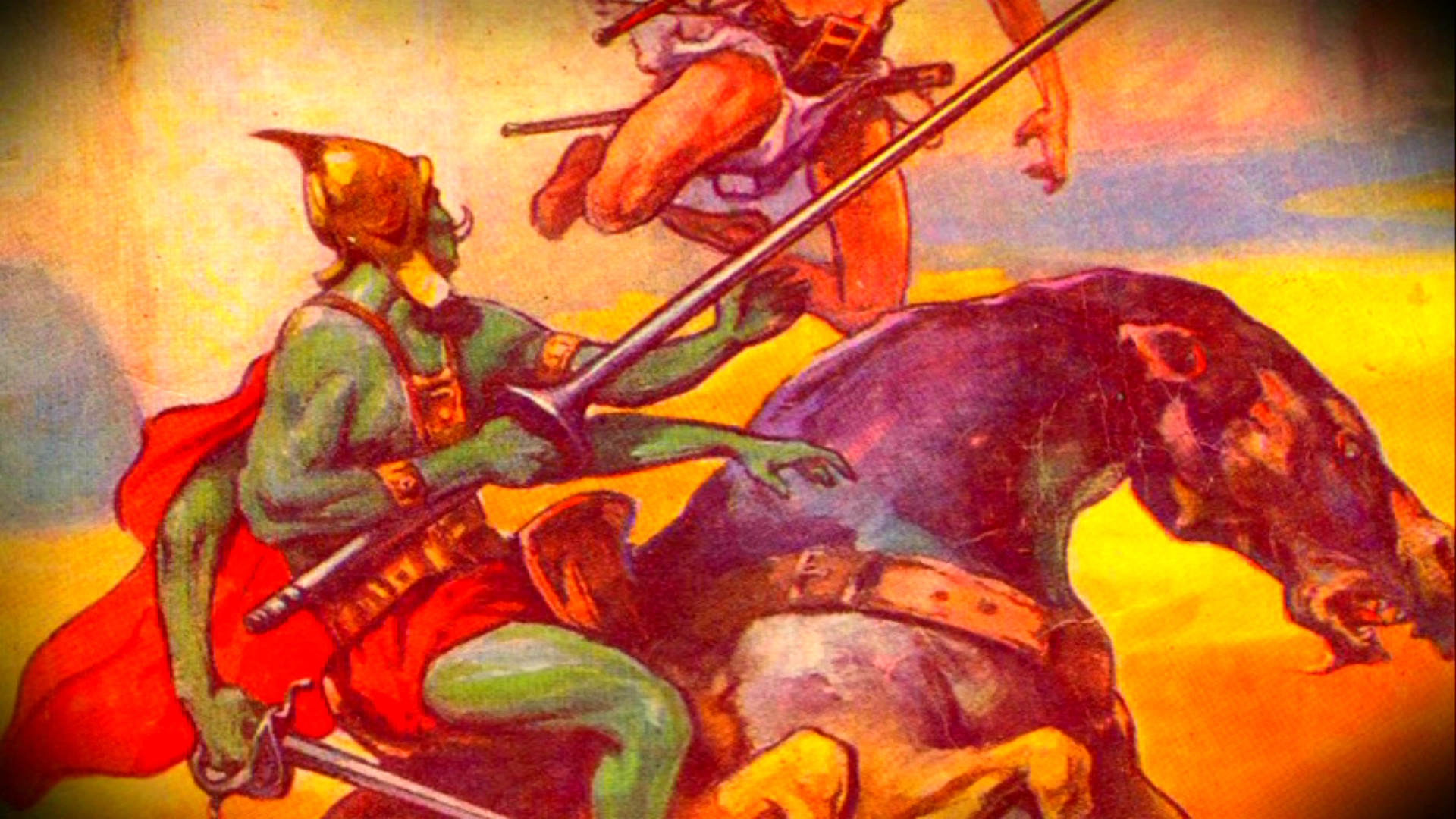 John Carter on horseback fighting HD Wallpaper