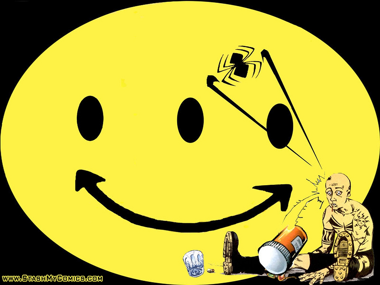 Spider Jerusalem sitting near a smiley face HD Wallpaper