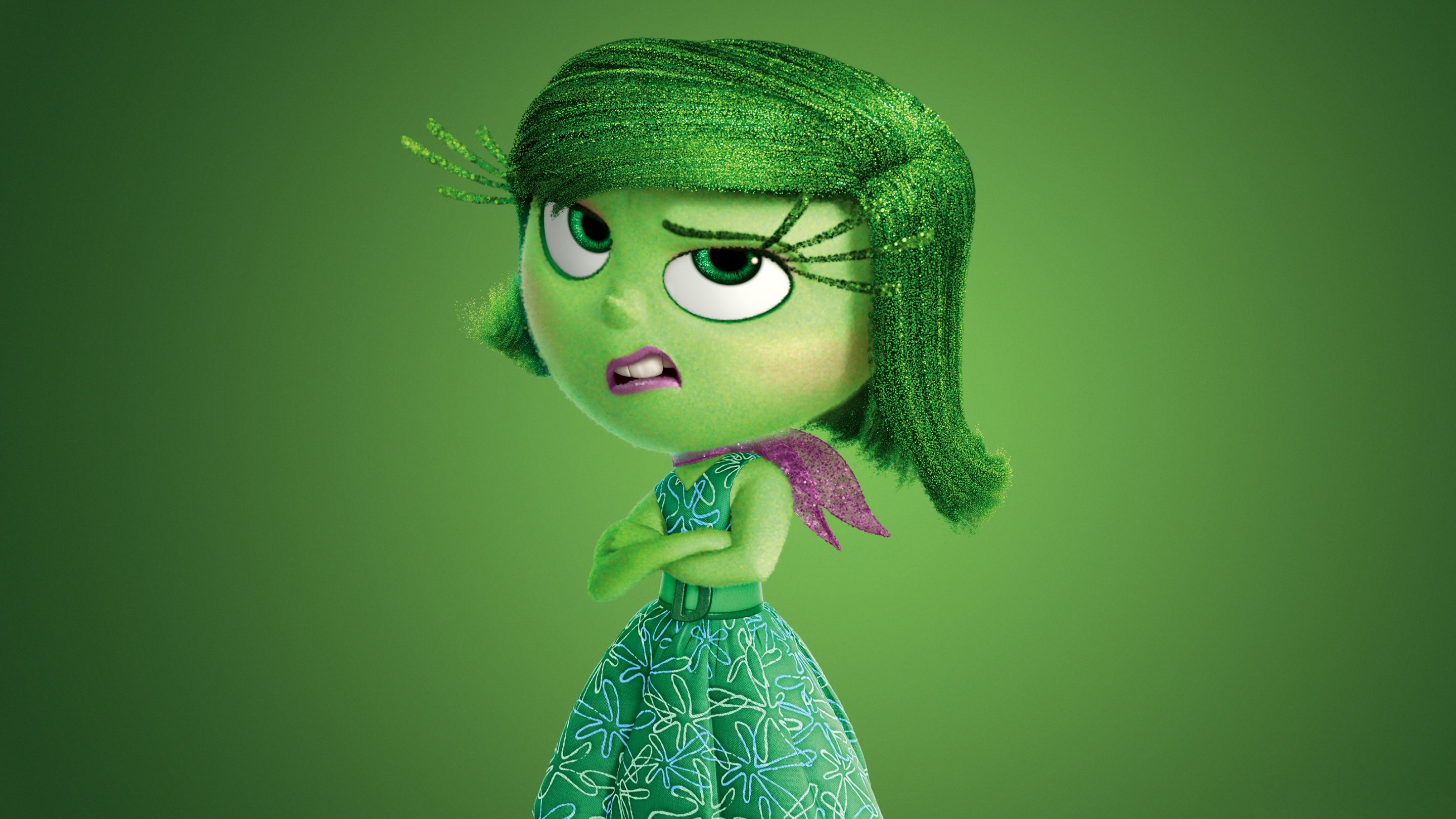 Disgust from Inside Out in Green Hue HD Wallpaper