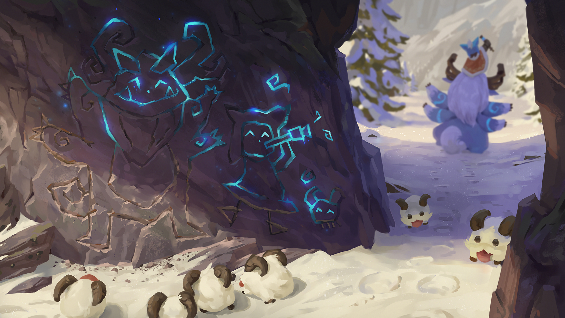 Nunu and Willump from League of Legends in a snowy forest HD Wallpaper