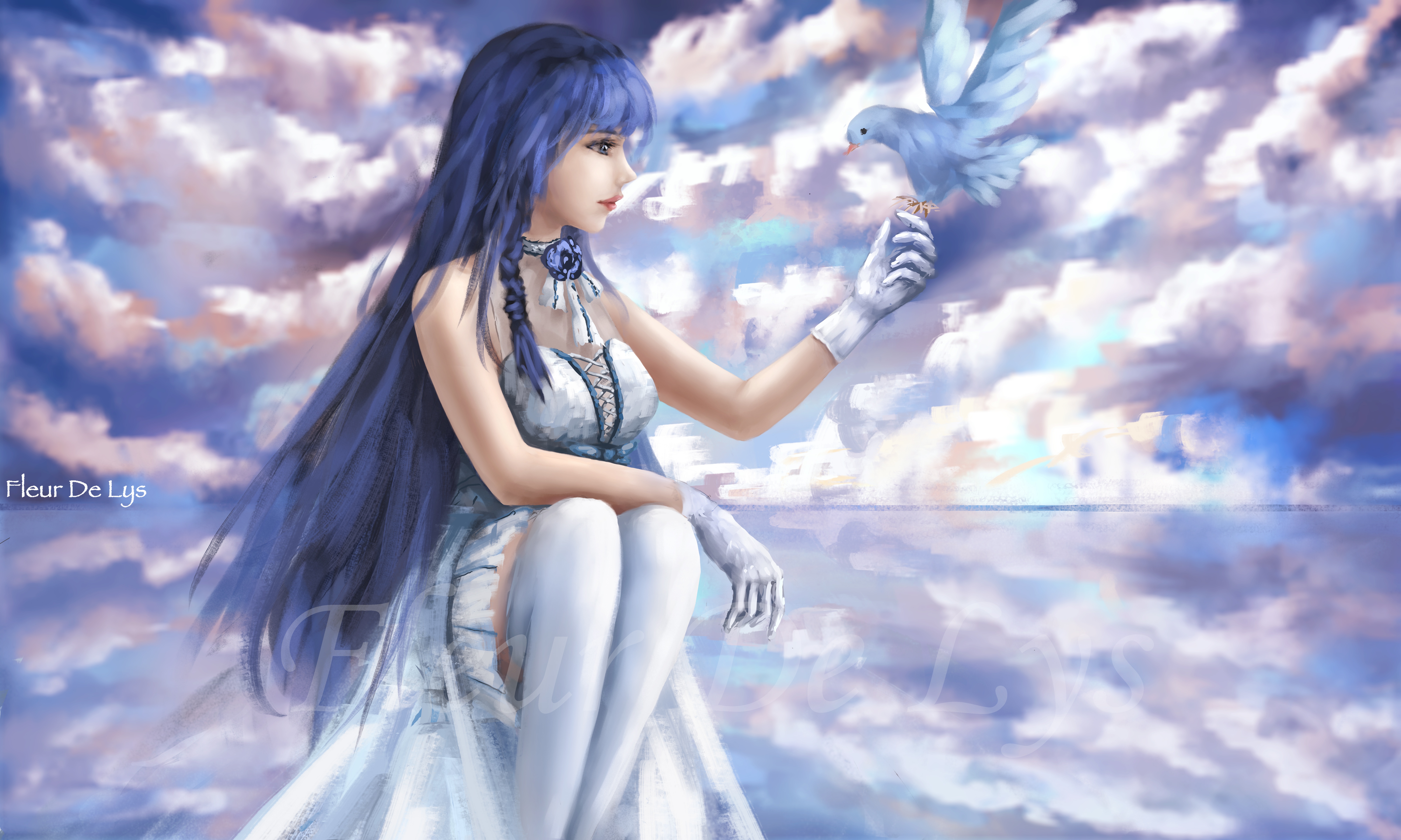 Raiden Mei with a dove HD Wallpaper