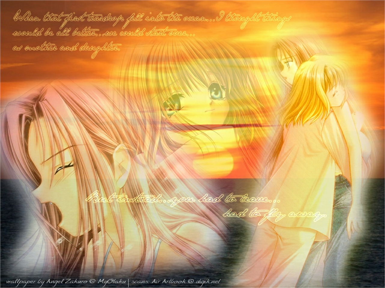 Haruko Kamio crying at sunset HD Wallpaper