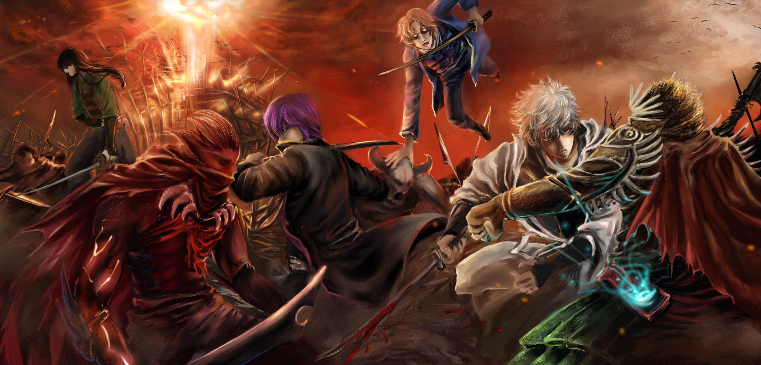 Gintama characters in battle HD Wallpaper