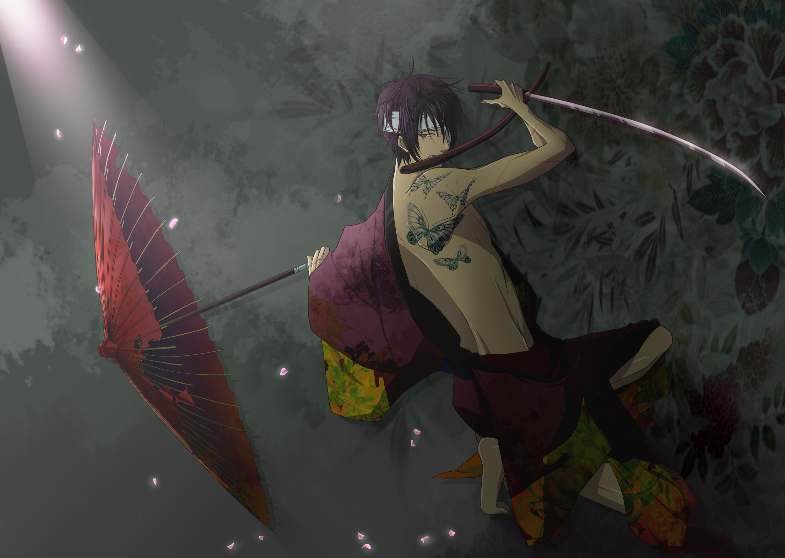 Takasugi Shinsuke with butterflies tattoo HD Wallpaper