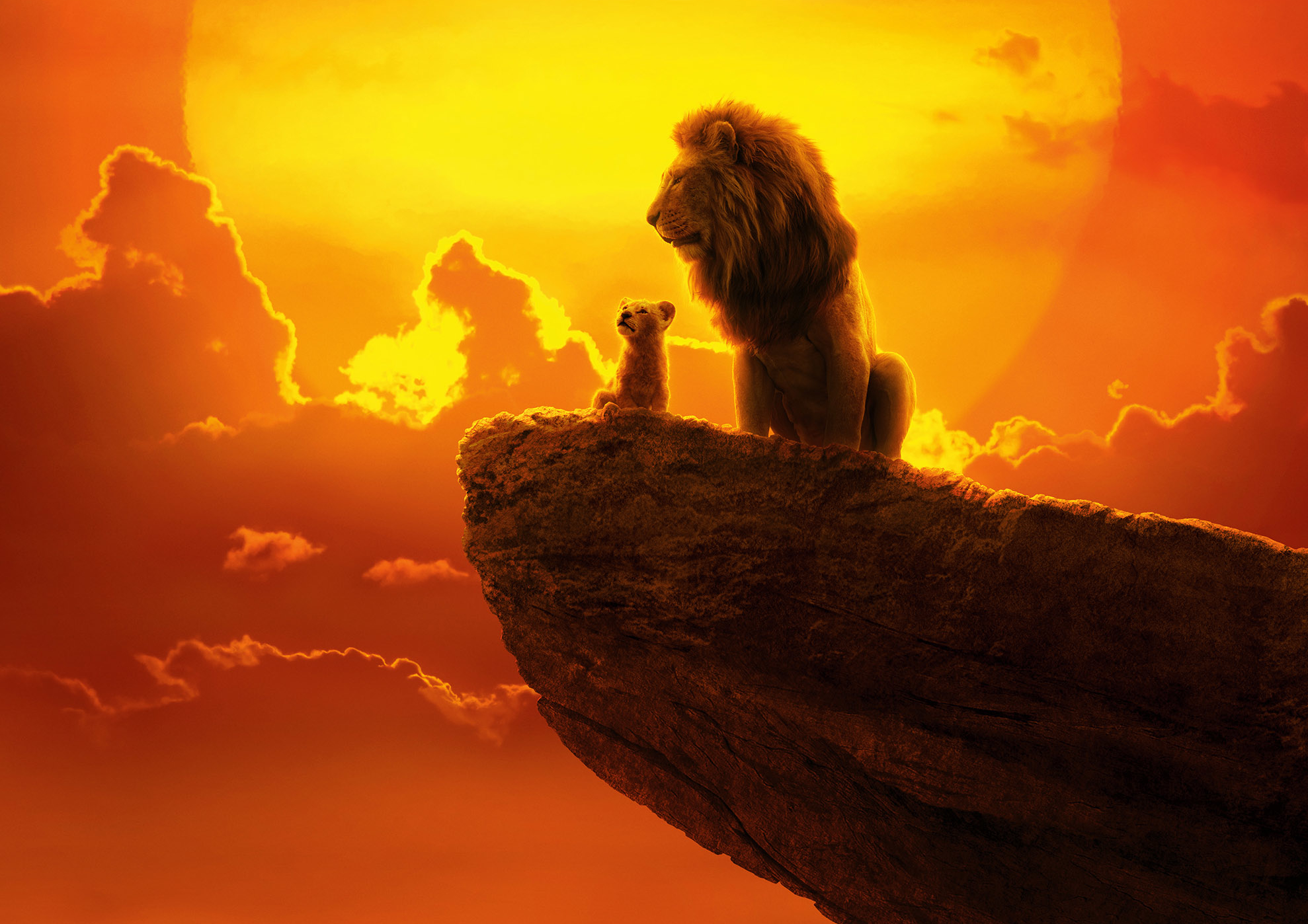 Simba and Mufasa on Pride Rock HD Wallpaper