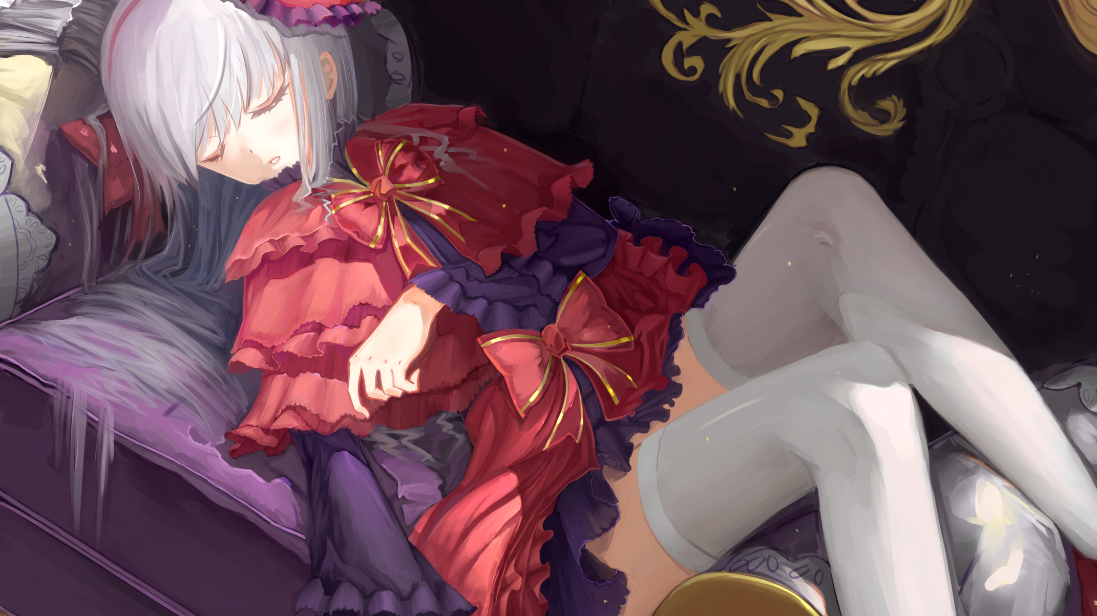Anna Kushina sleeping on a couch HD Wallpaper
