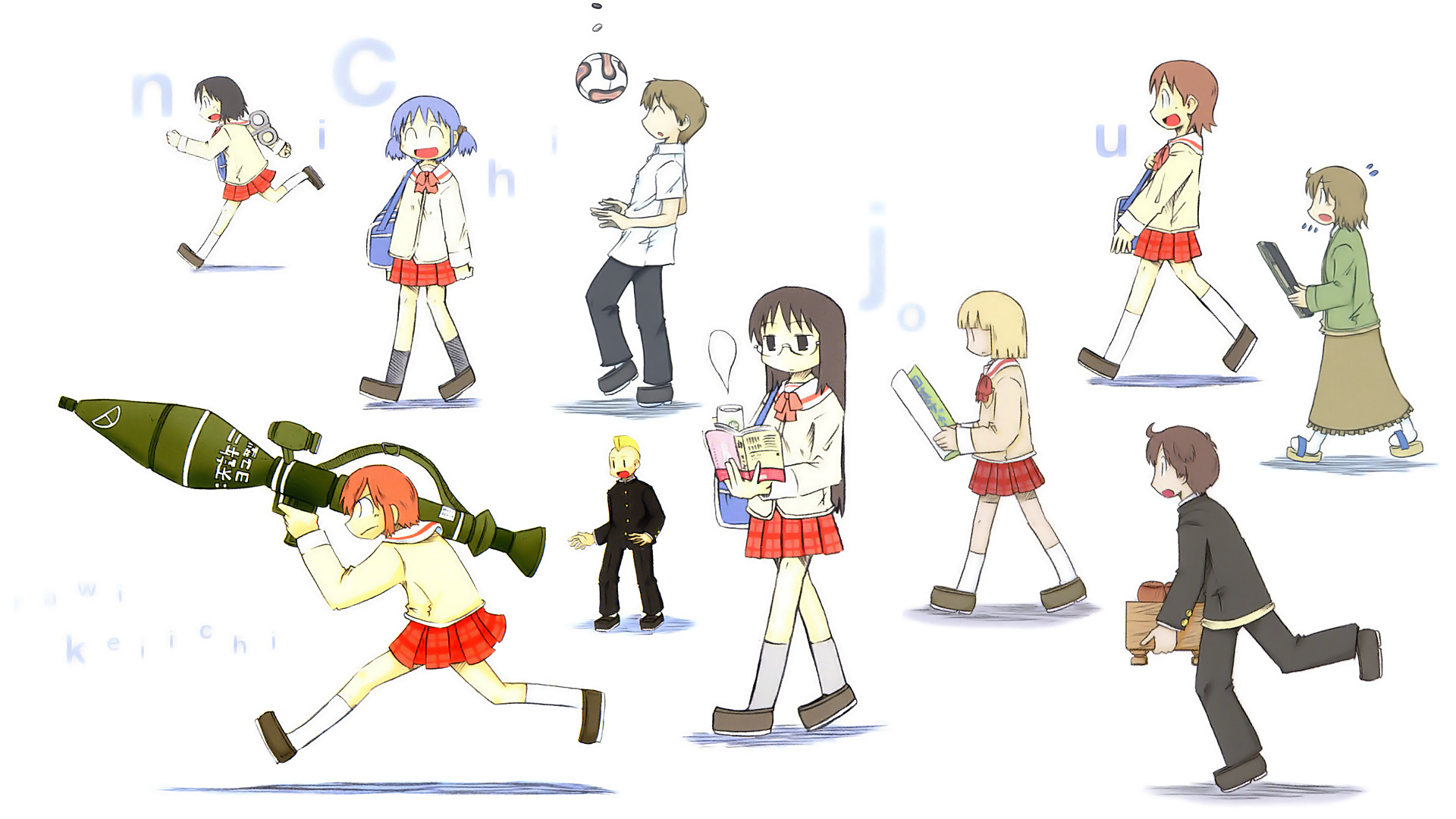 Mio Naganohara and friends in school uniforms HD Wallpaper
