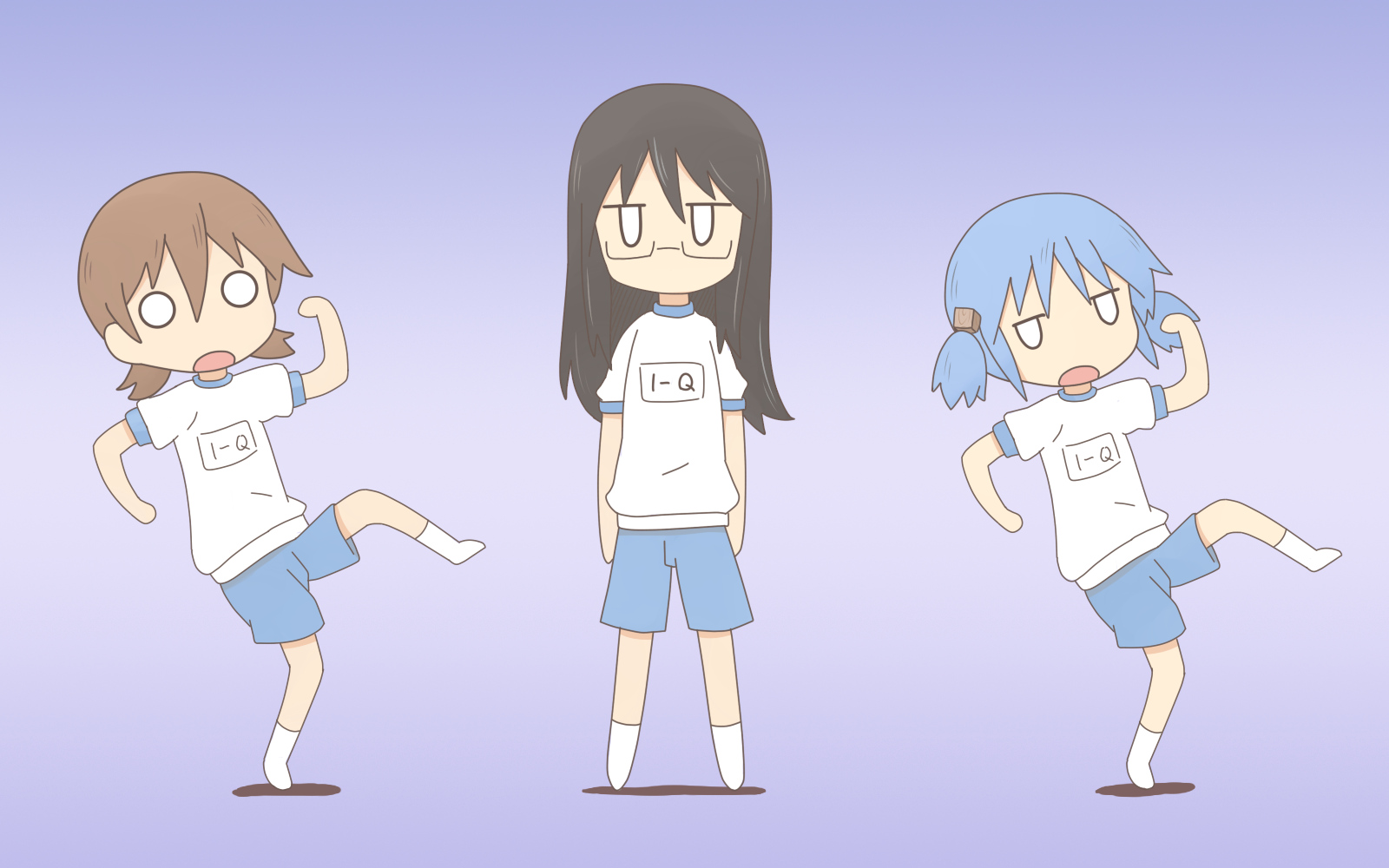 Three girls in athletic wear with "I-Q" on shirts HD Wallpaper