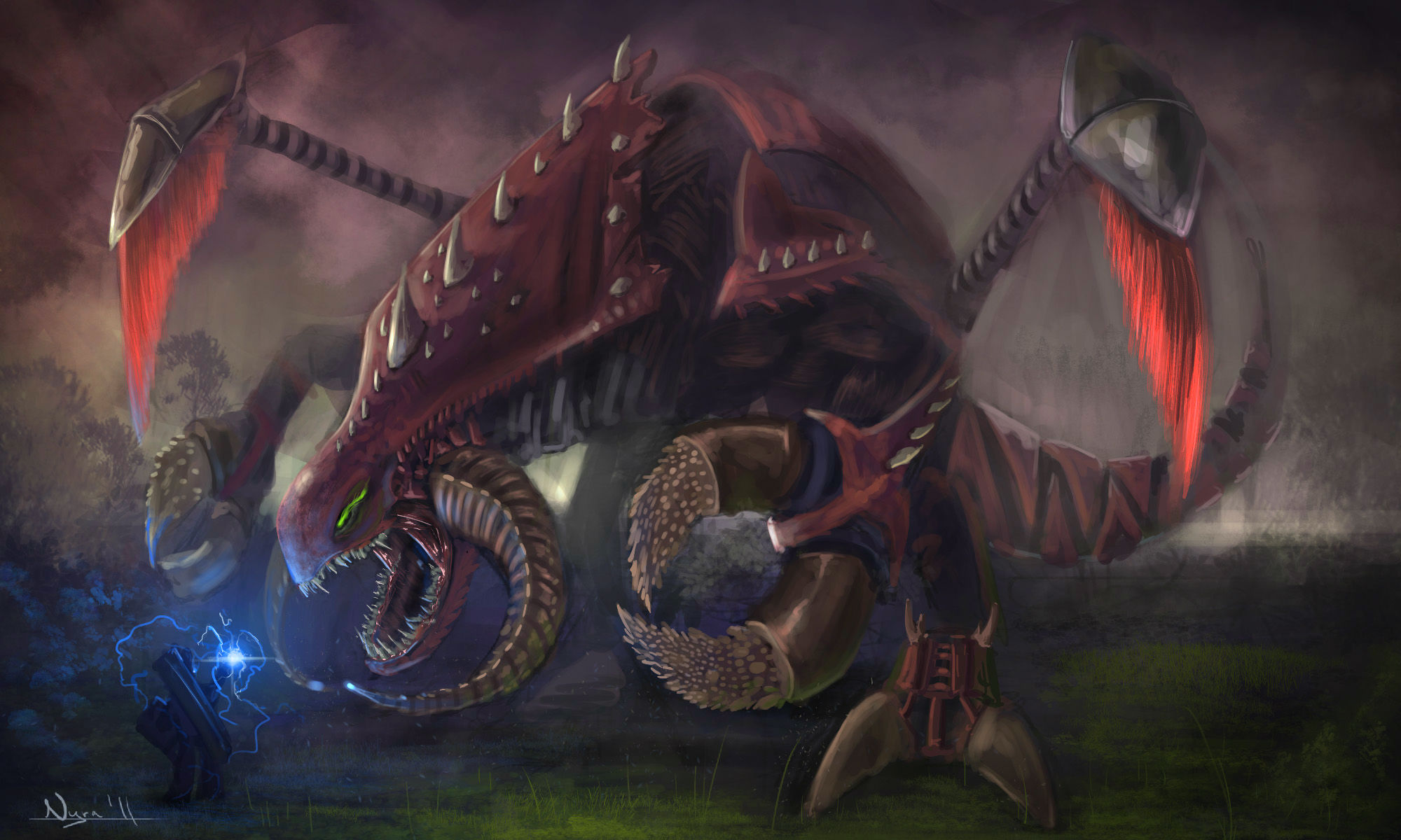 Chogath from League of Legends fighting a mage HD Wallpaper
