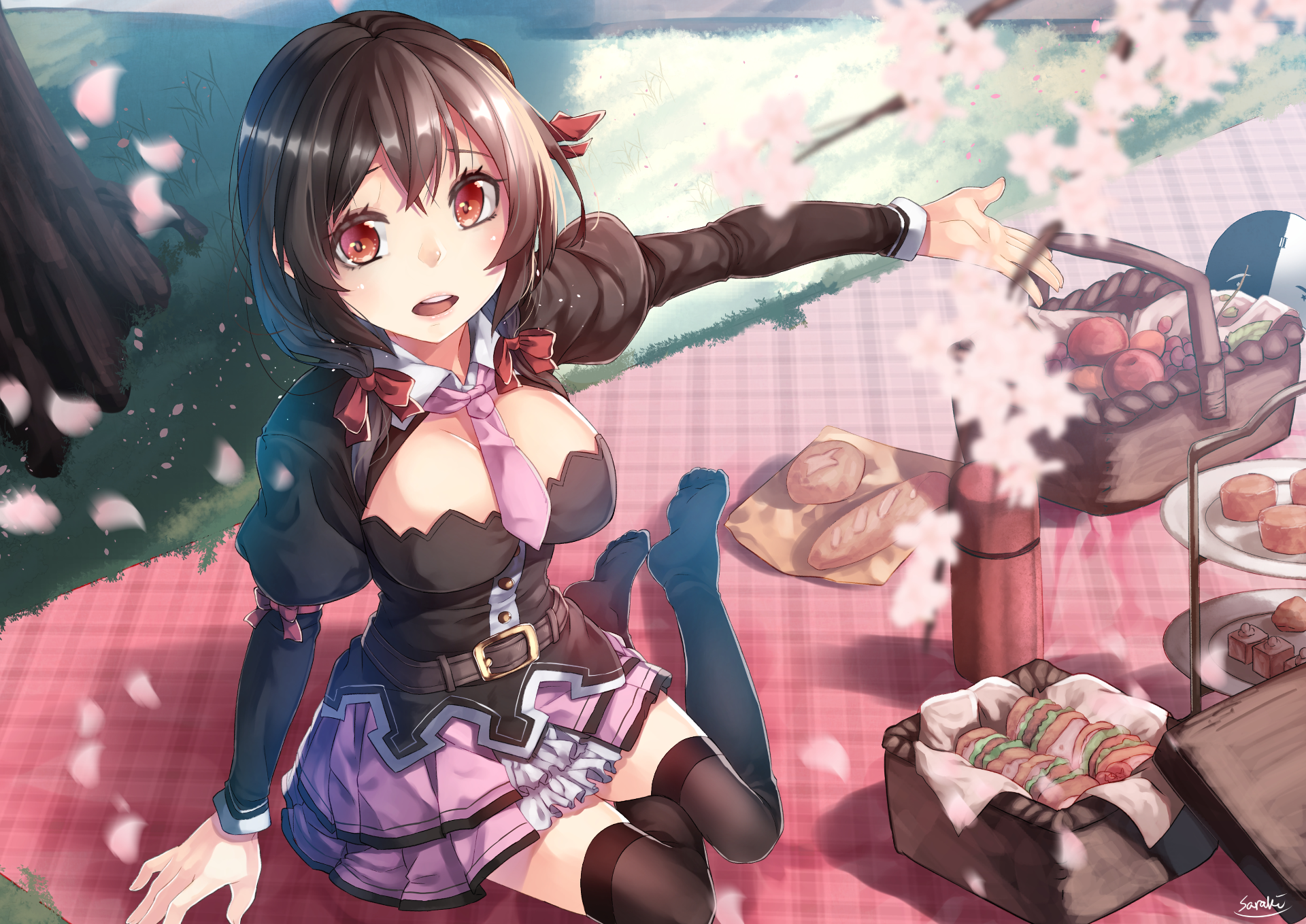 Yunyun from KonoSuba having a picnic HD Wallpaper