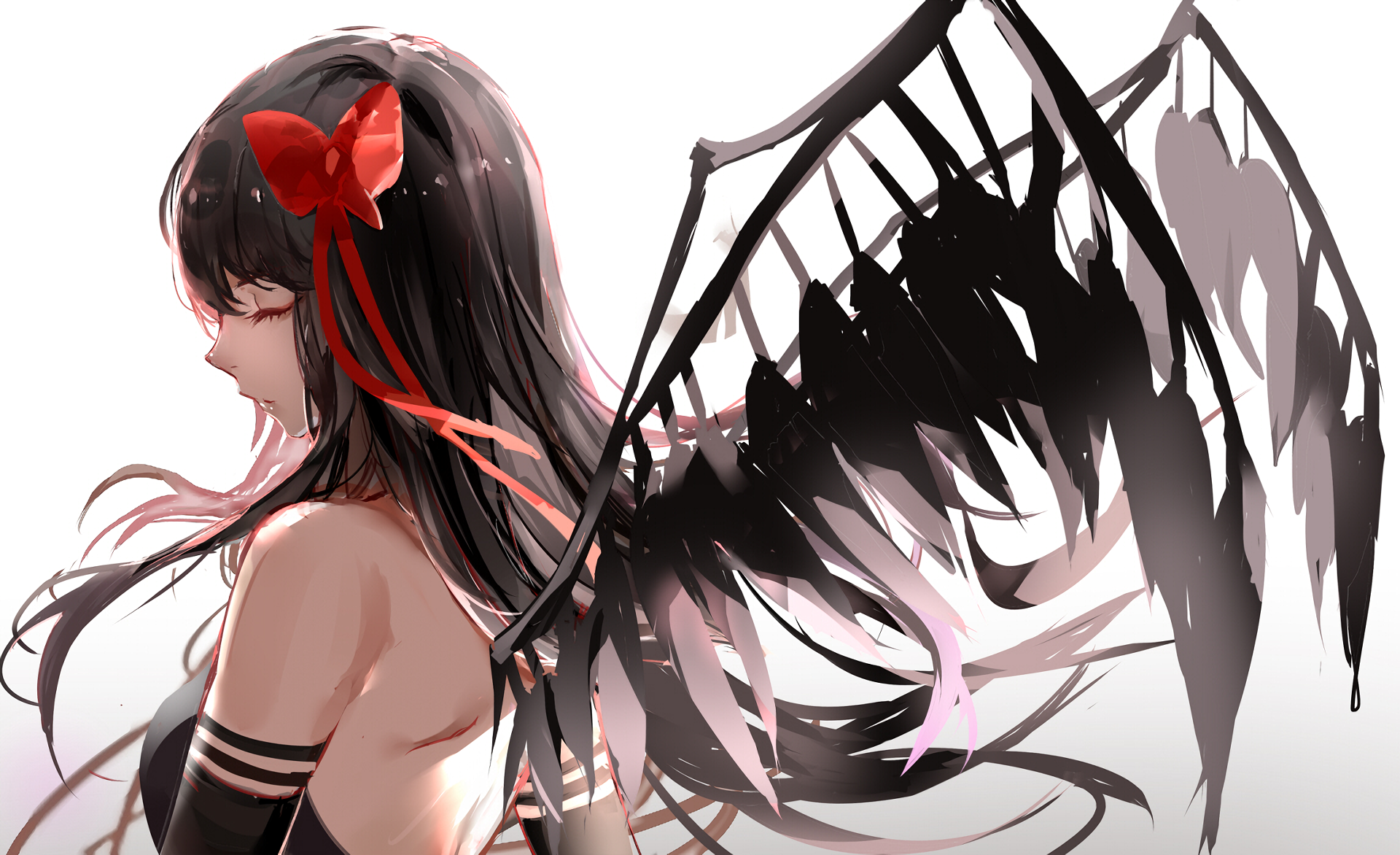 Homura Akuma with black wings HD Wallpaper