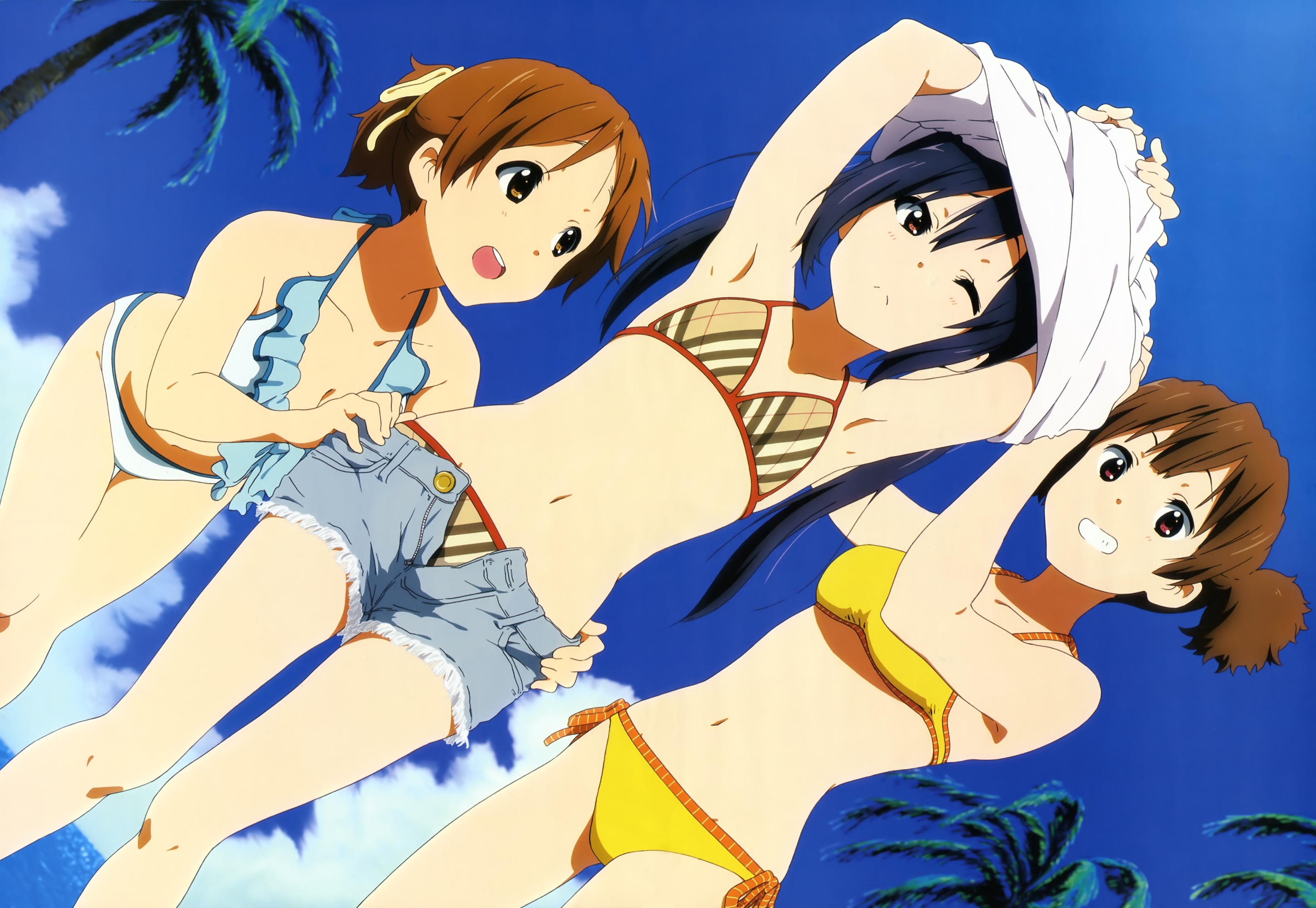 Ui Hirasawa and friends in swimsuits HD Wallpaper