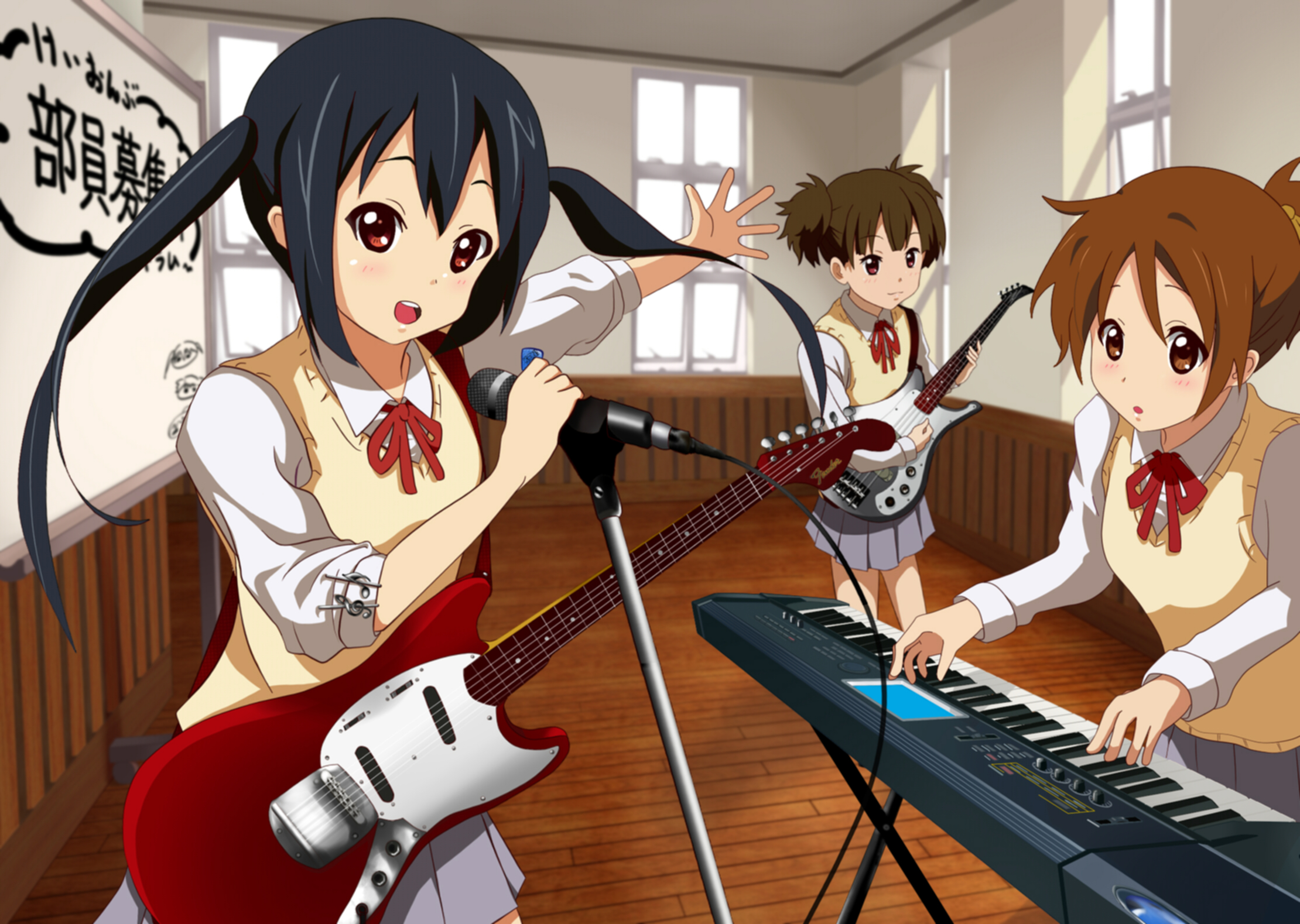 Azusa Nakano, Yui Hirasawa, Ritsu Tainaka from K-On! HD Wallpaper
