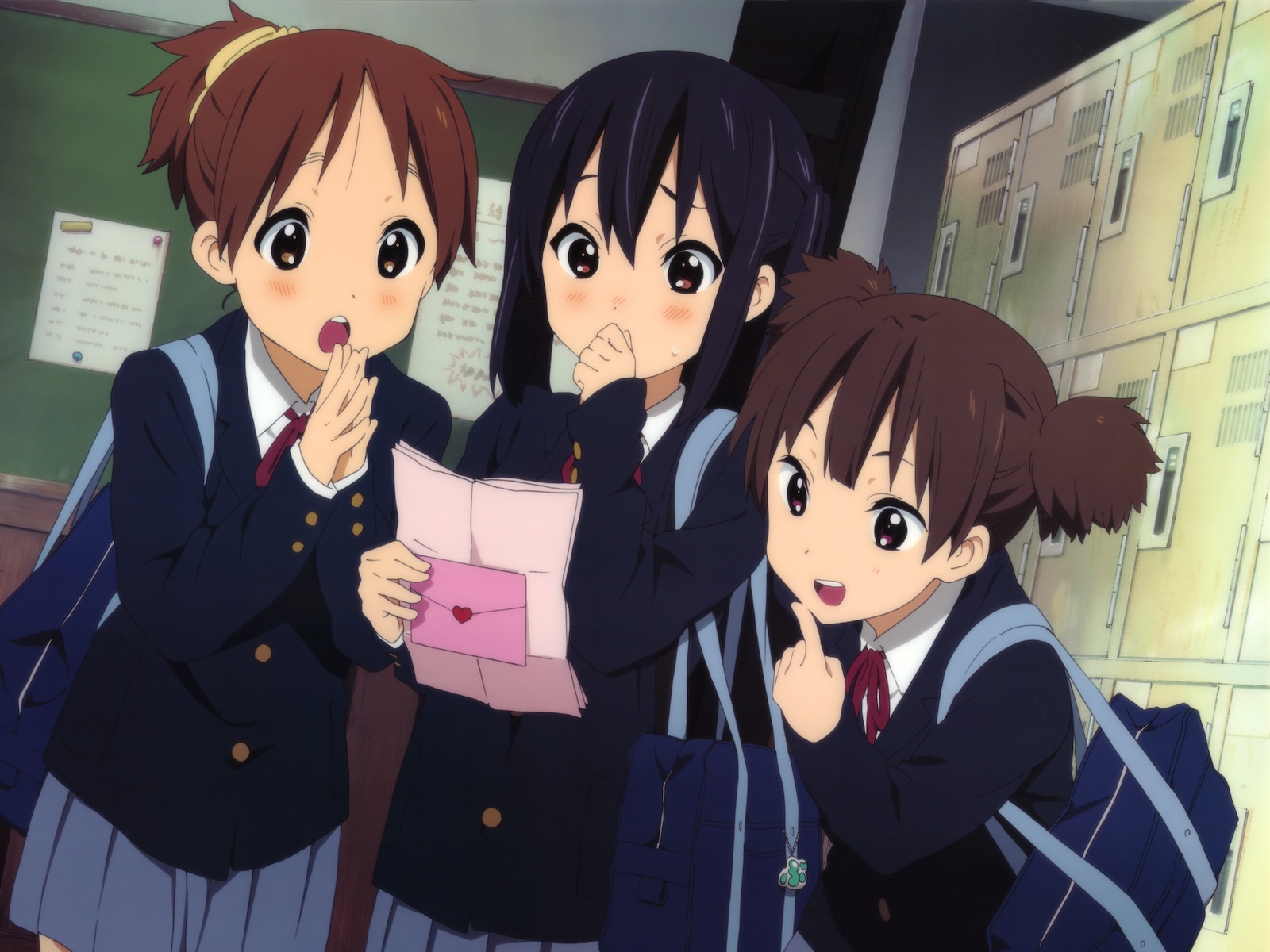 Ui Hirasawa and friends reading a letter HD Wallpaper