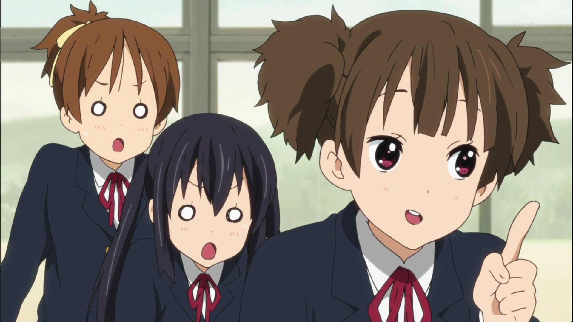 Three anime girls in school uniforms HD Wallpaper