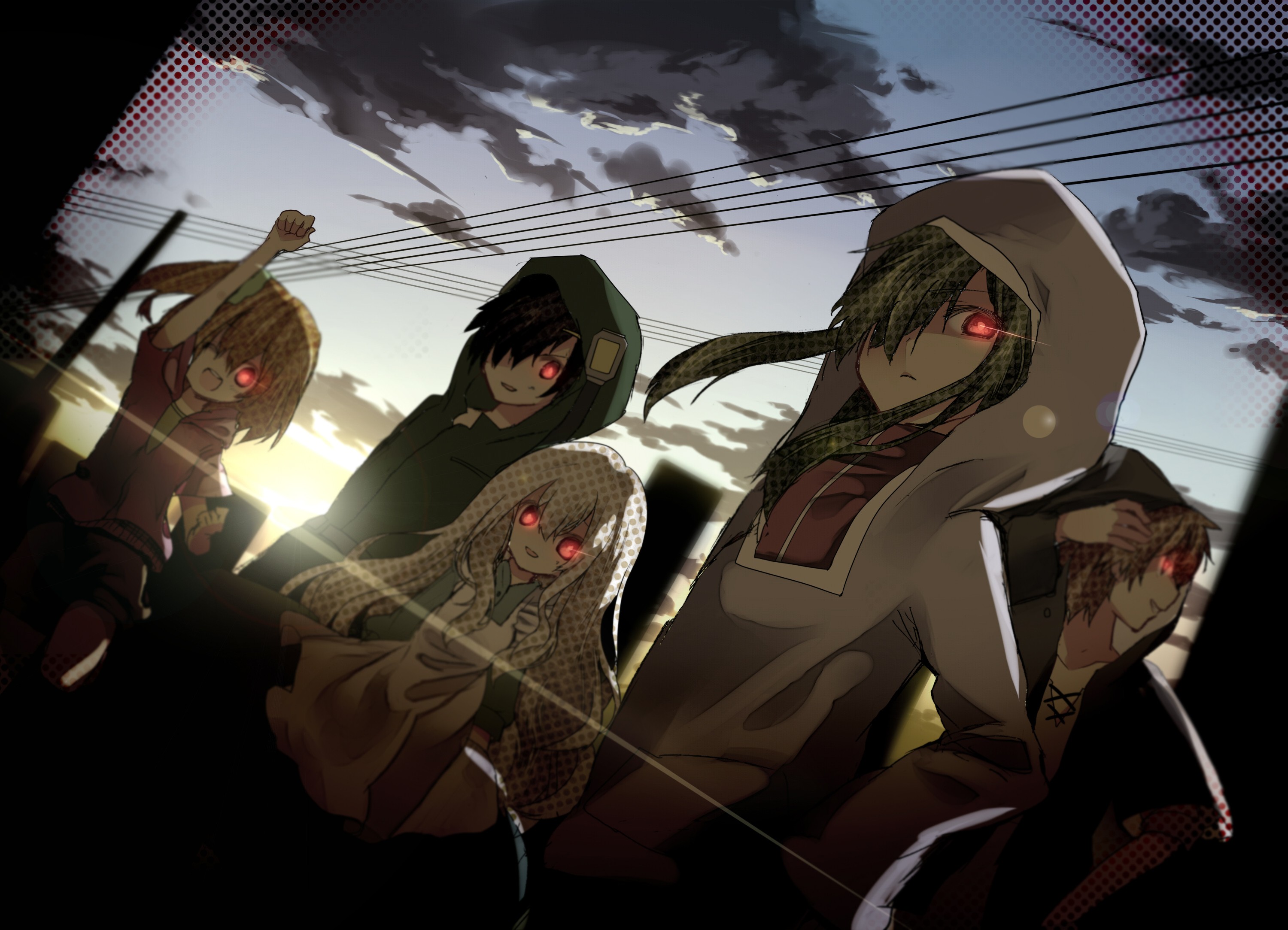 Group of characters with red eyes HD Wallpaper